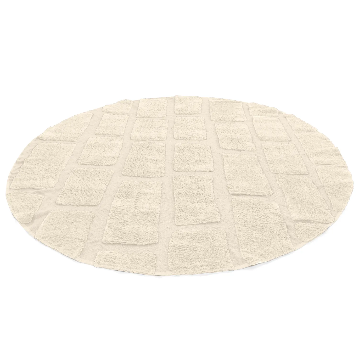 Rundt teppe - Cyrus Natural Cotton Shaggy (beige)