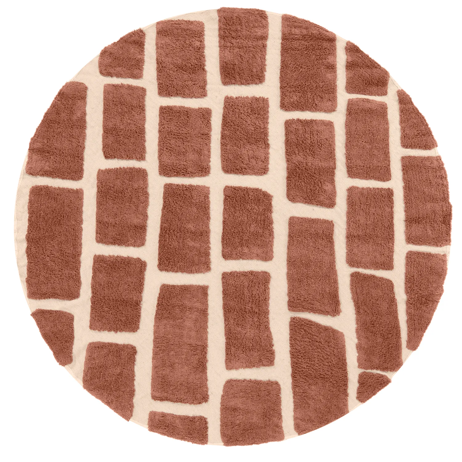Rundt teppe - Cyrus Natural Cotton Shaggy (brun)