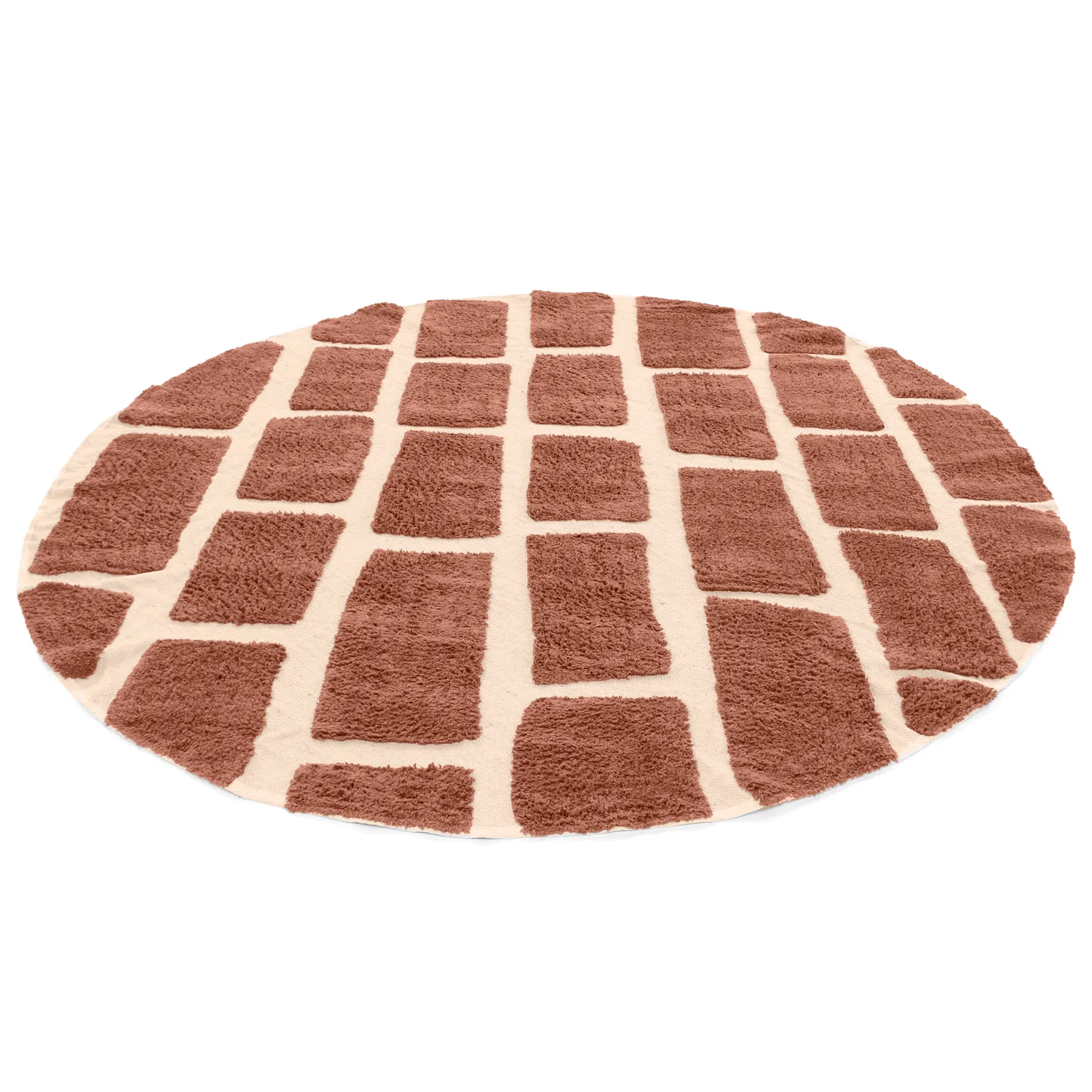 Rundt teppe - Cyrus Natural Cotton Shaggy (brun)