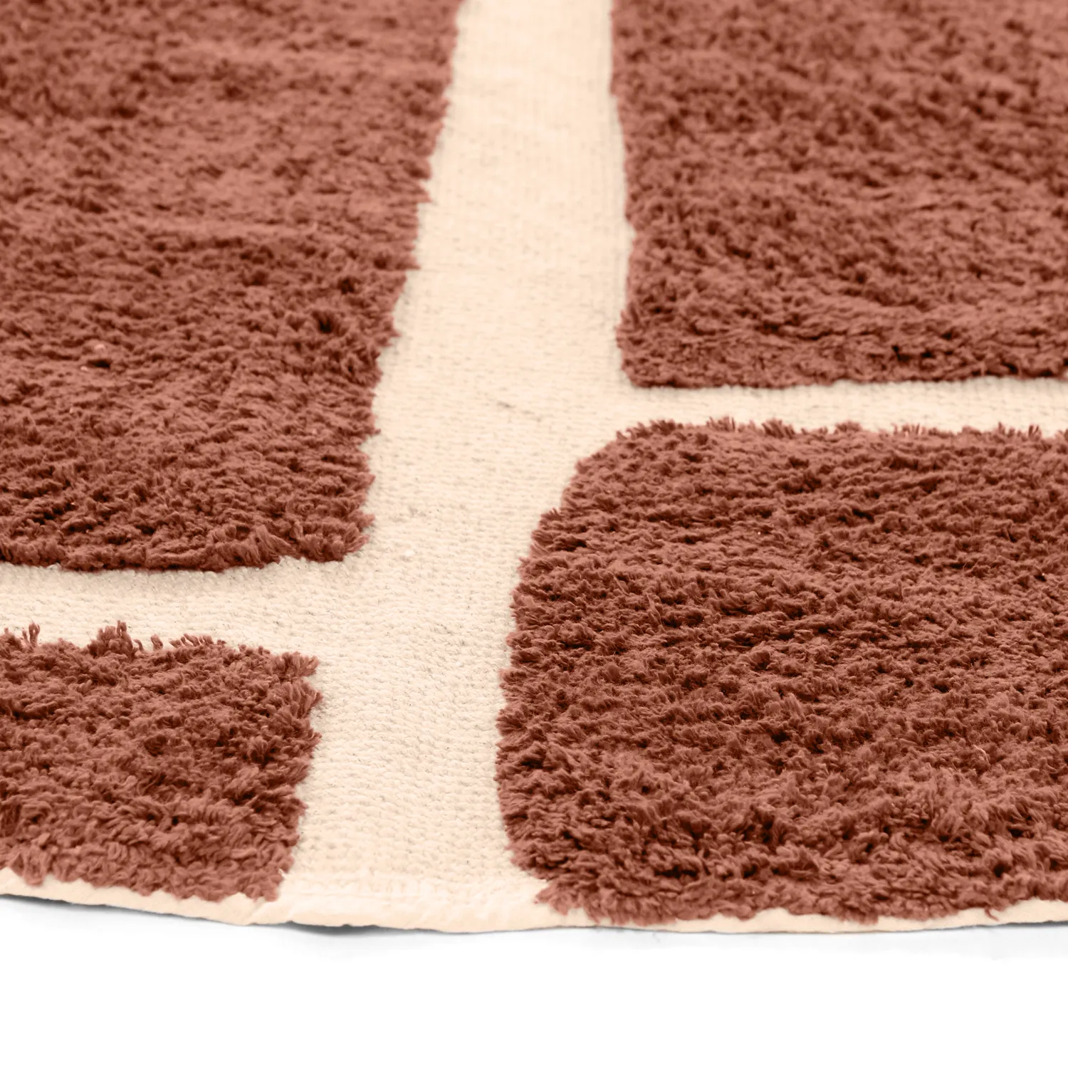 Rundt teppe - Cyrus Natural Cotton Shaggy (brun)