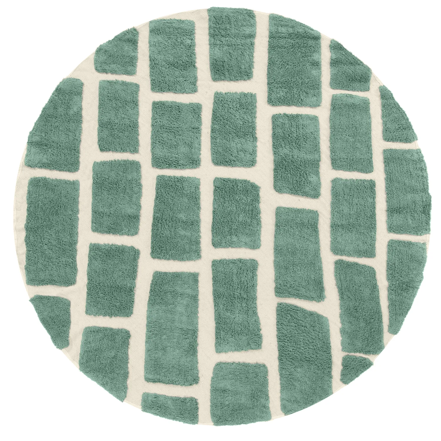 Rundt teppe - Cyrus Natural Cotton Shaggy (grønn)