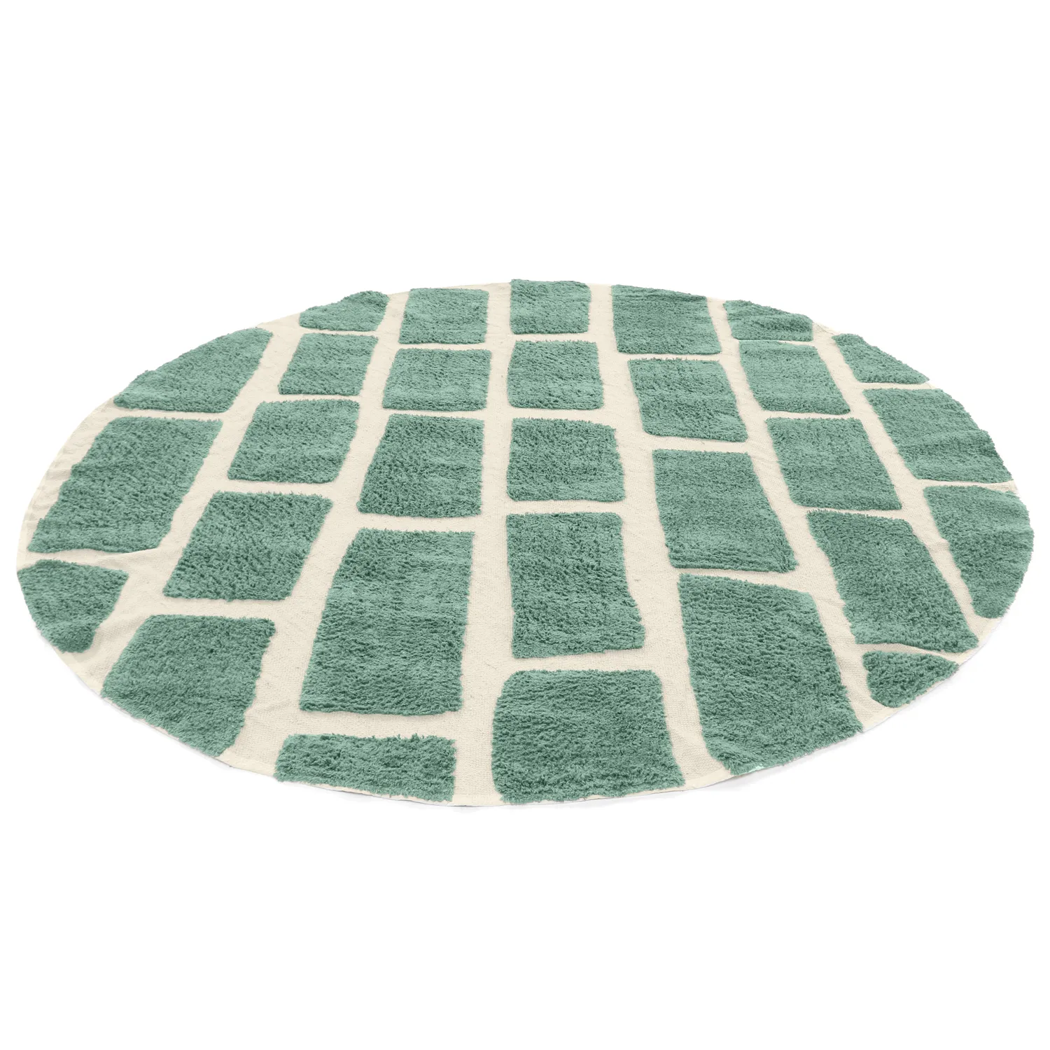 Rundt teppe - Cyrus Natural Cotton Shaggy (grønn)
