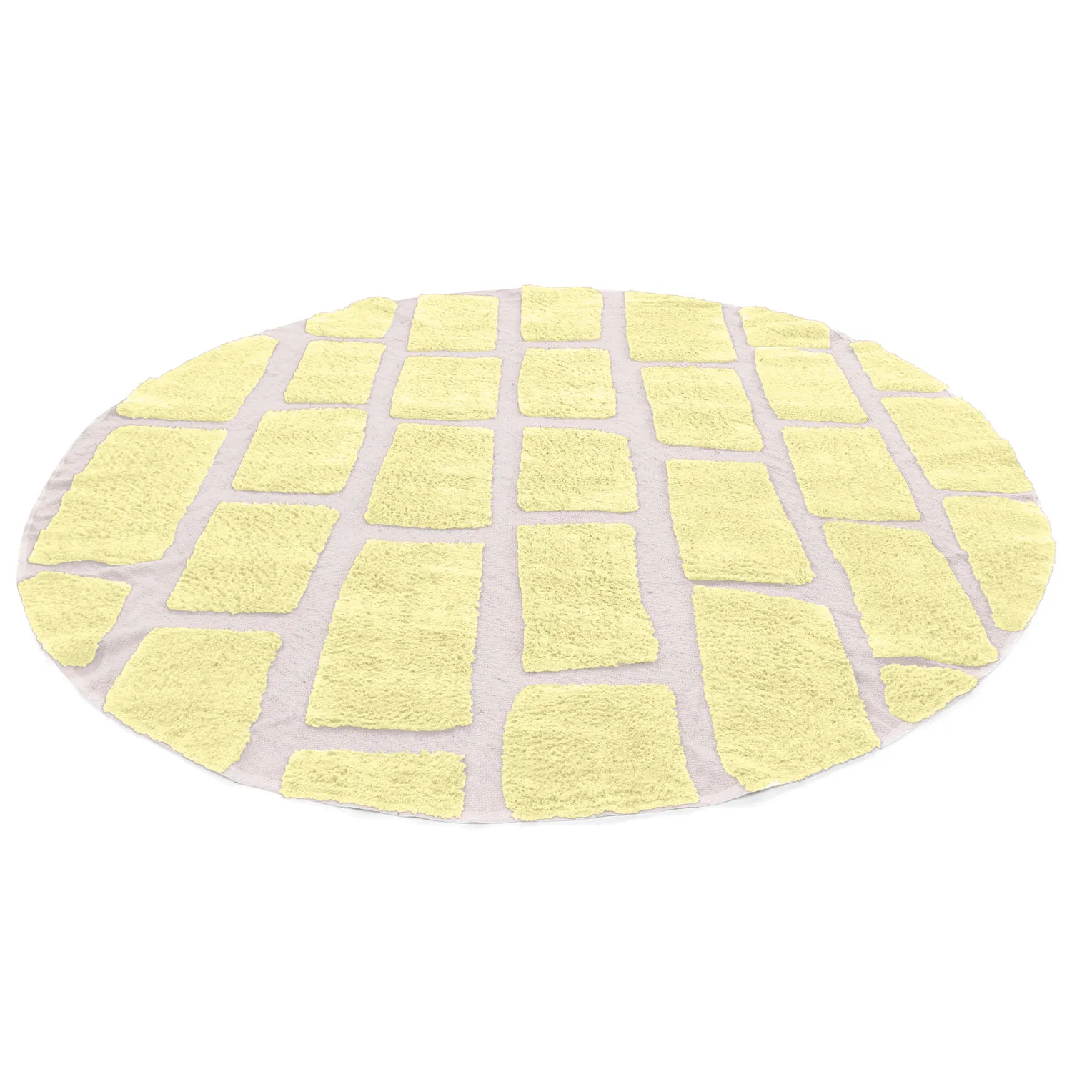 Rundt teppe - Cyrus Natural Cotton Shaggy (gul)