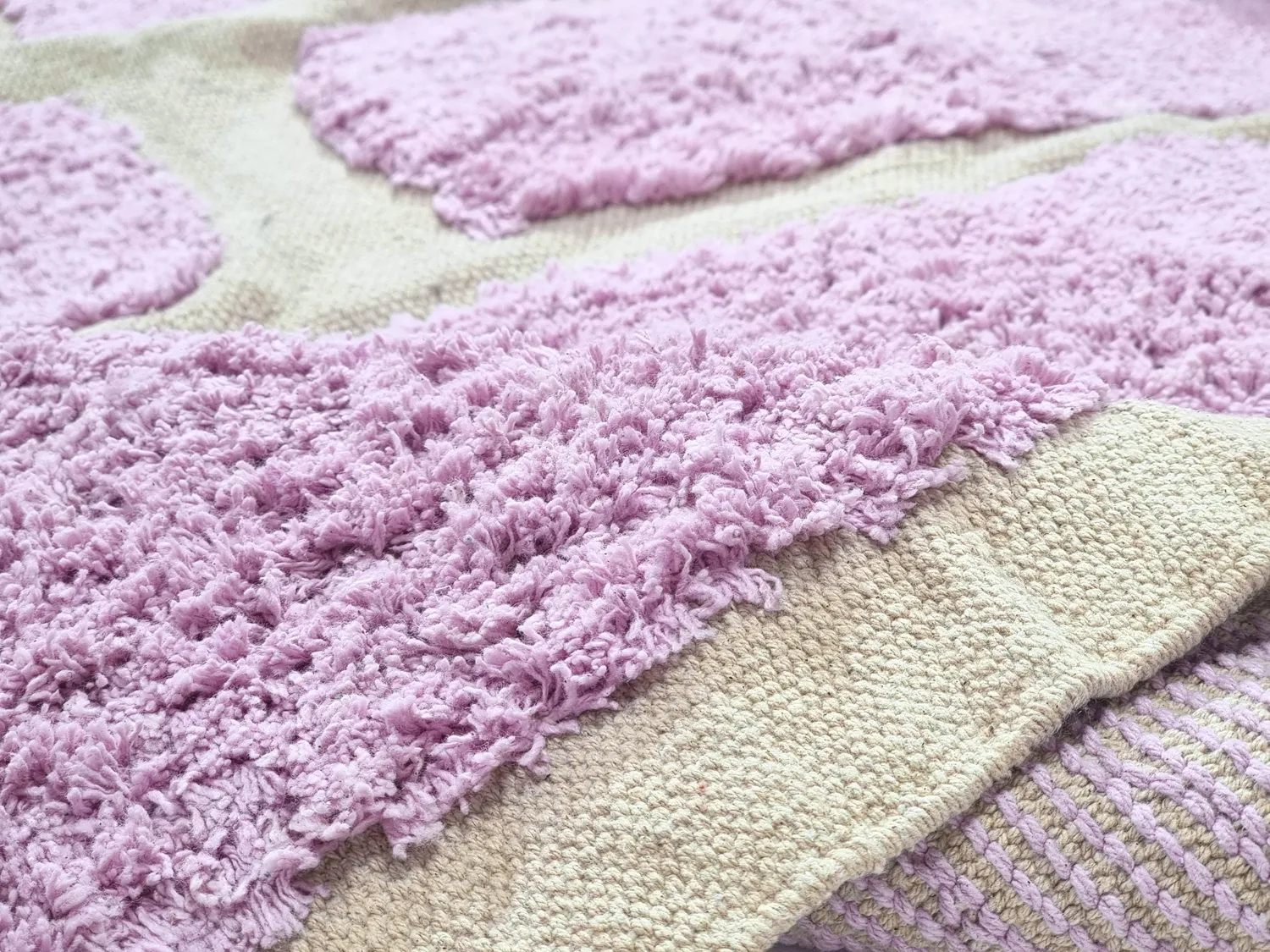 Rundt teppe - Cyrus Natural Cotton Shaggy (lilla)