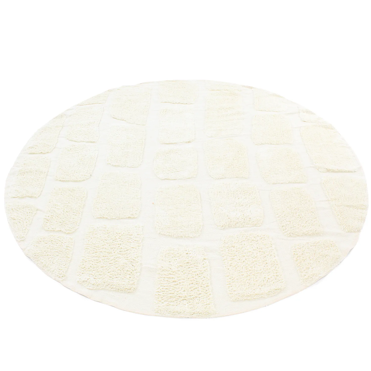 Rundt teppe - Cyrus Natural Cotton Shaggy (off-white)