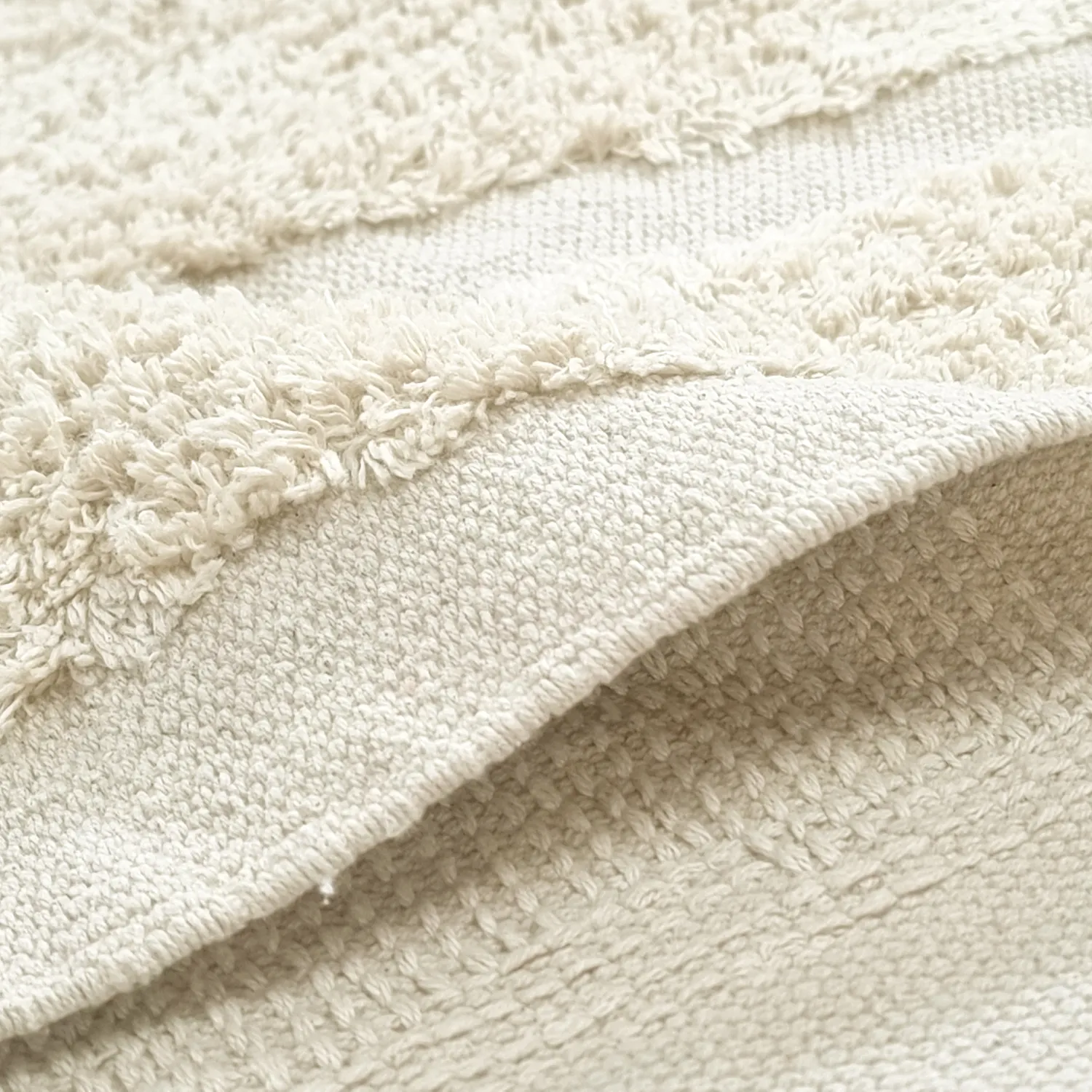 Rundt teppe - Cyrus Natural Cotton Shaggy (off-white)