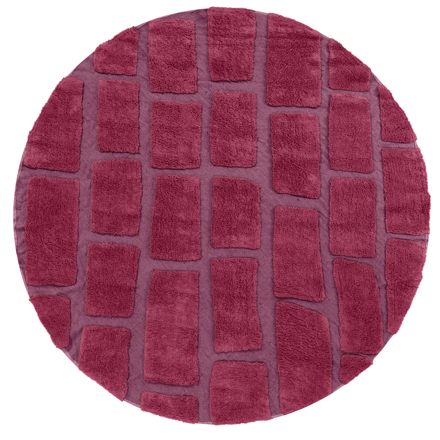 Rundt teppe - Cyrus Natural Cotton Shaggy (rød)