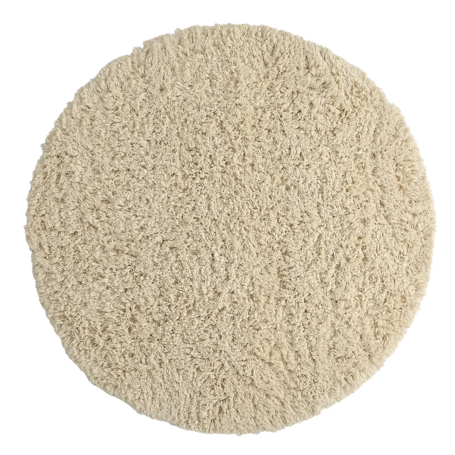 Rundt teppe - Fassale Hand Woven Wool Shaggy (krem)