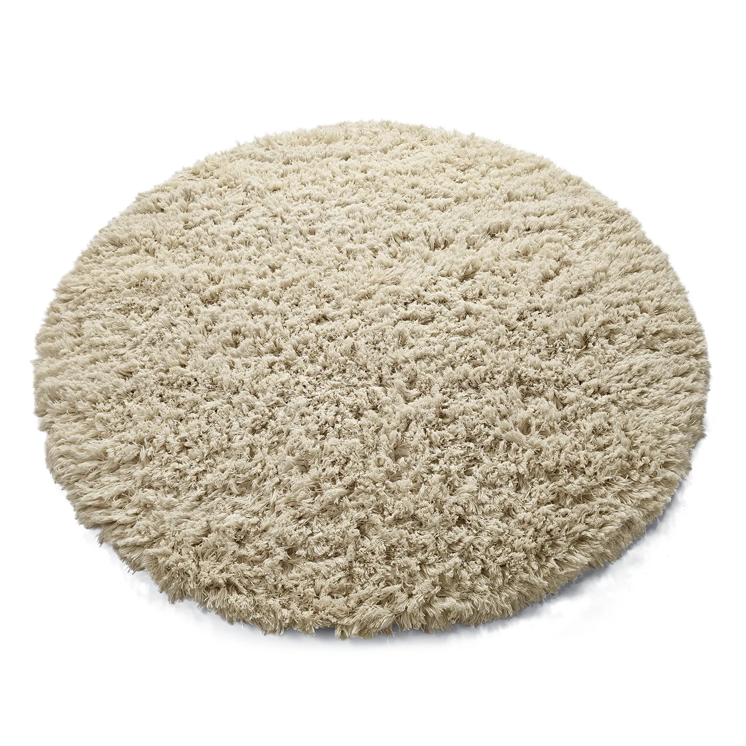 Rundt teppe - Fassale Hand Woven Wool Shaggy (krem)