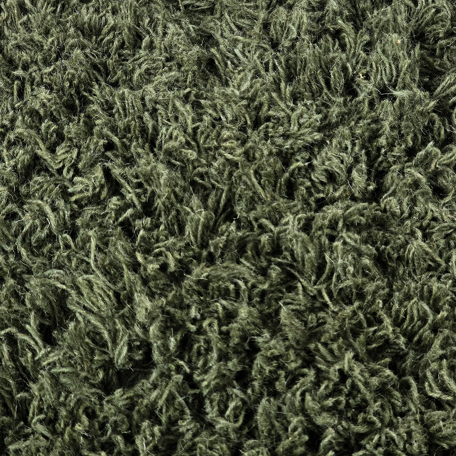 Rundt teppe - Fassale Hand Woven Wool Shaggy (mosegrønn)