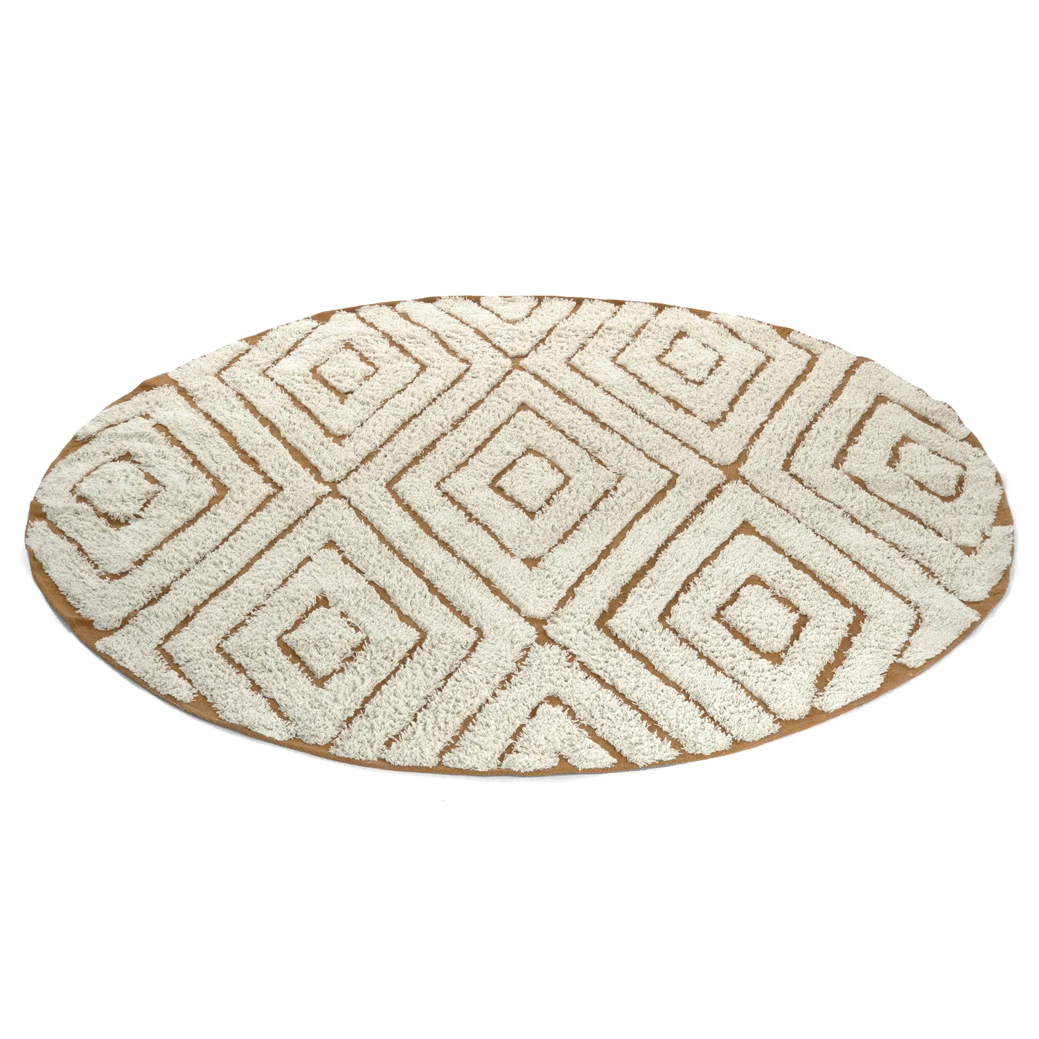 Runde tepper - Holwell Natural Cotton Shaggy (off white/brun)