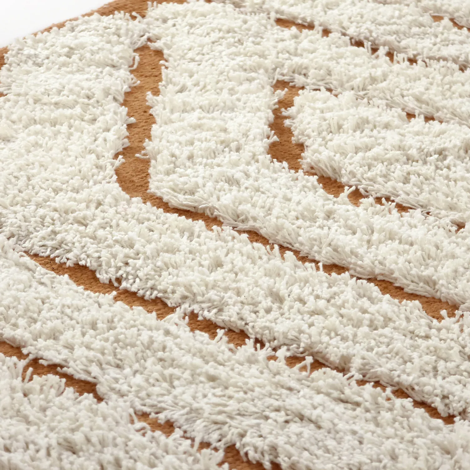 Runde tepper - Holwell Natural Cotton Shaggy (off white/brun)