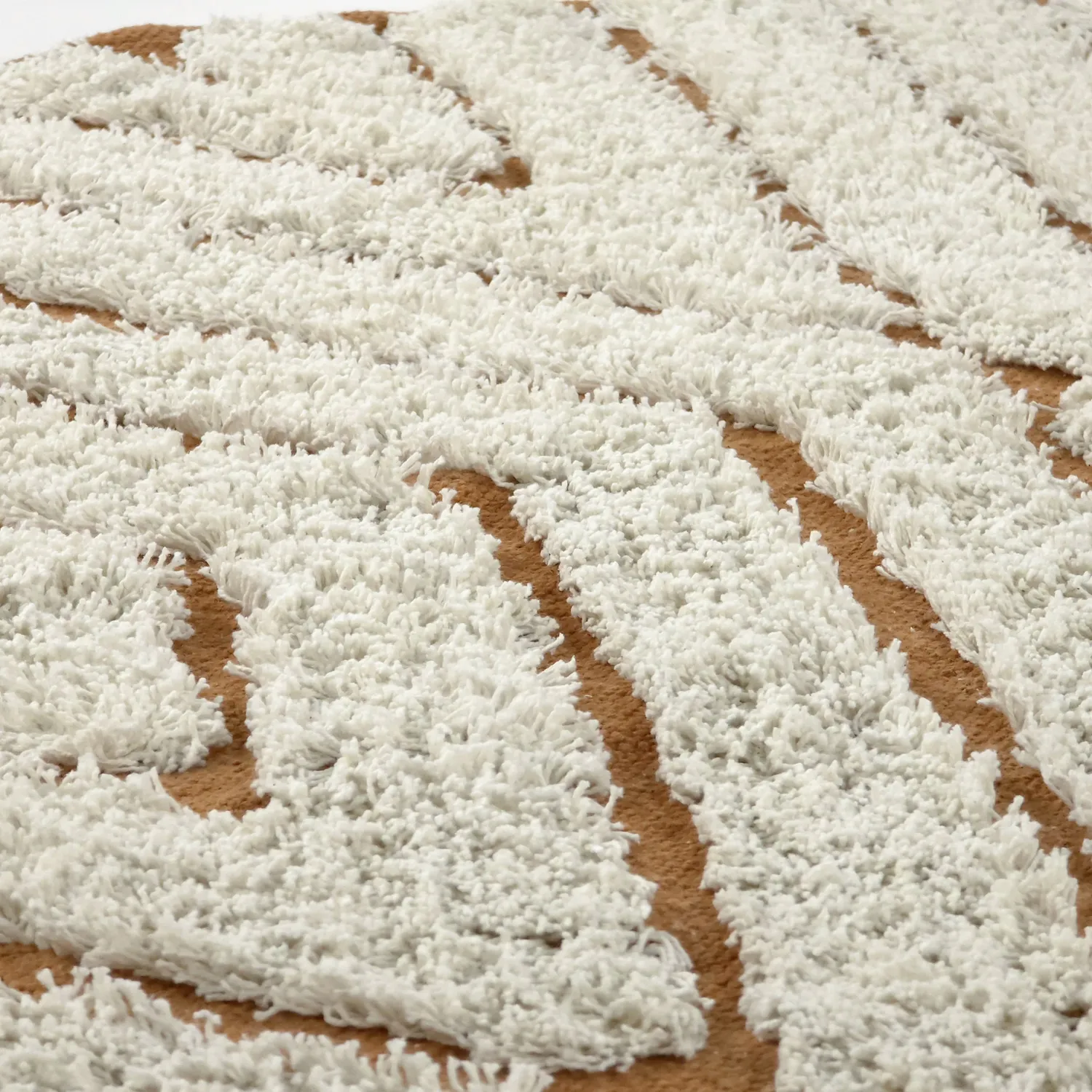 Runde tepper - Holwell Natural Cotton Shaggy (off white/brun)