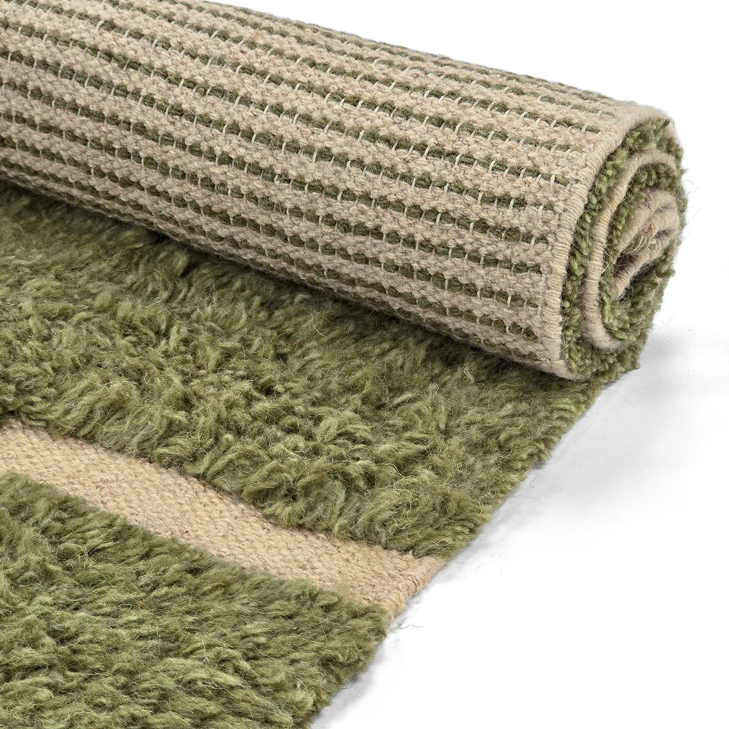 Ryetepper - Kiberg Hand Woven Wool Shaggy (grønn)