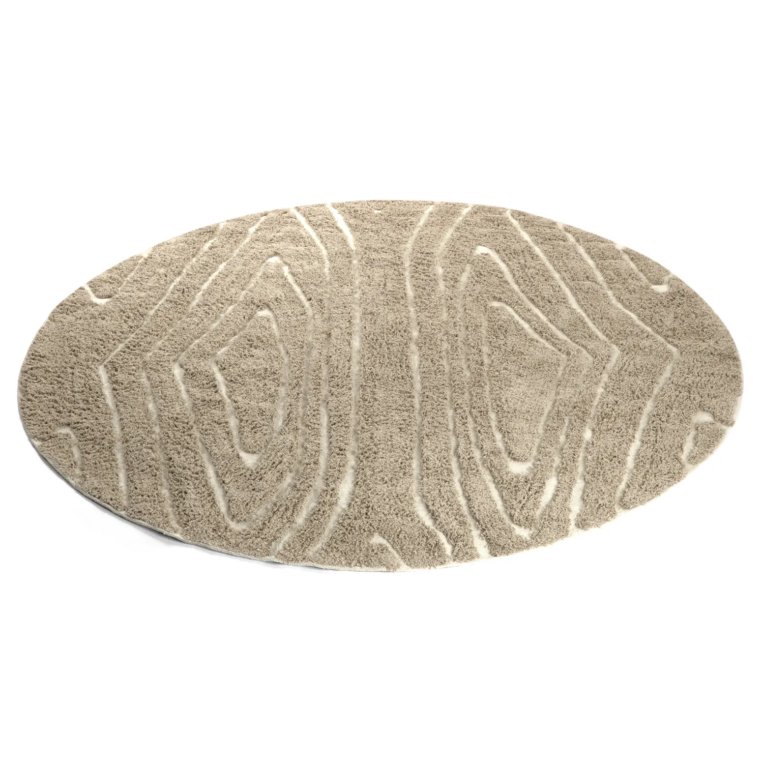 Runde tepper - Kindon Natural Cotton Shaggy (beige/hvit)