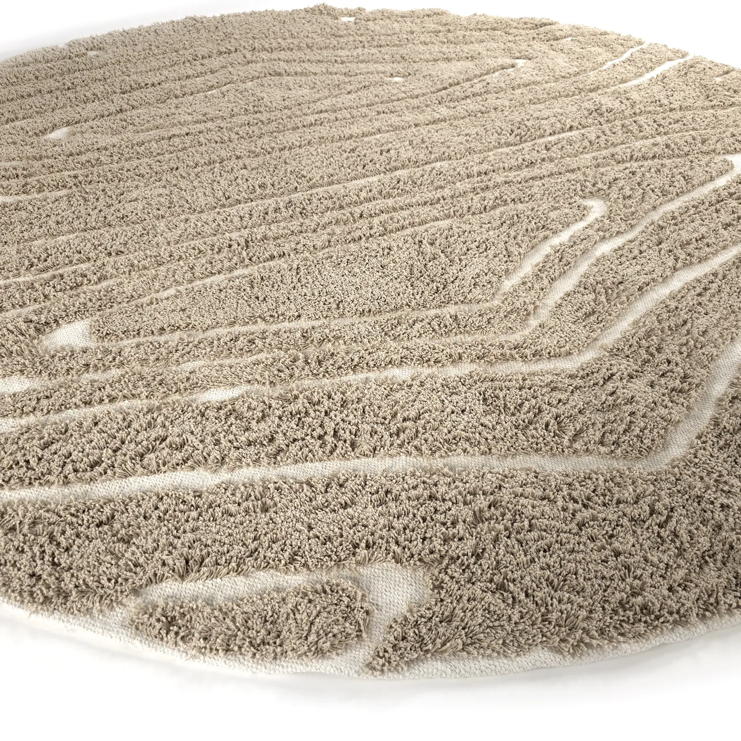 Runde tepper - Kindon Natural Cotton Shaggy (beige/hvit)