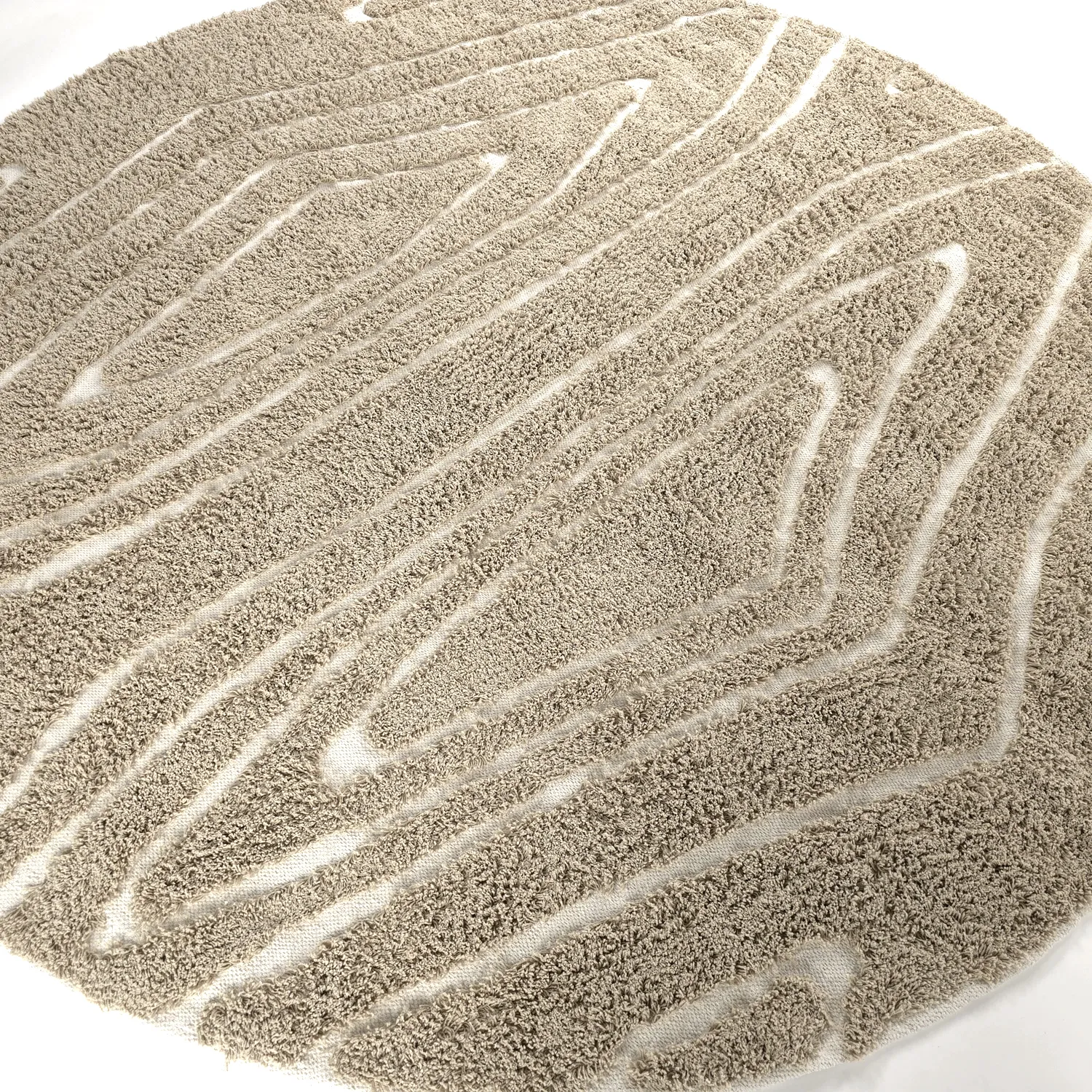 Runde tepper - Kindon Natural Cotton Shaggy (beige/hvit)
