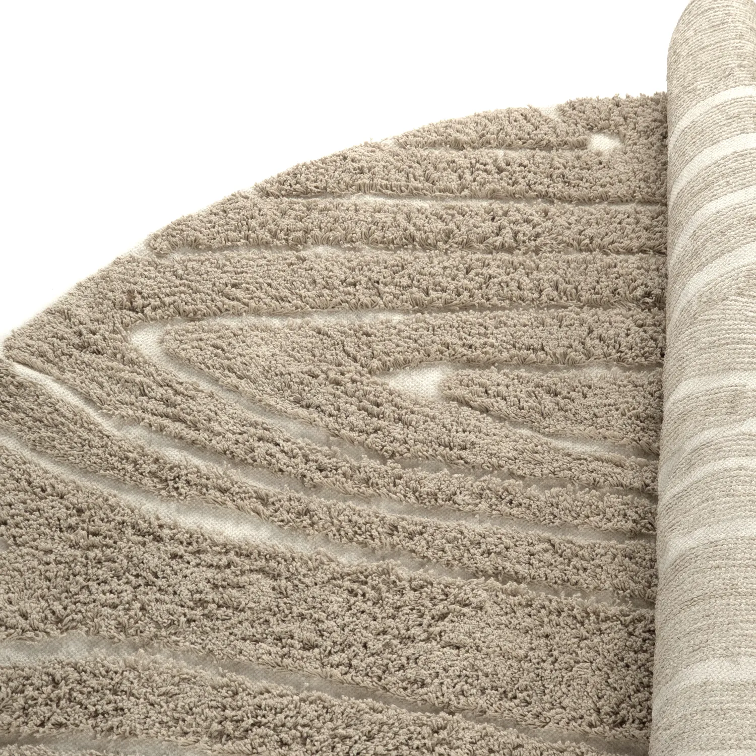 Runde tepper - Kindon Natural Cotton Shaggy (beige/hvit)