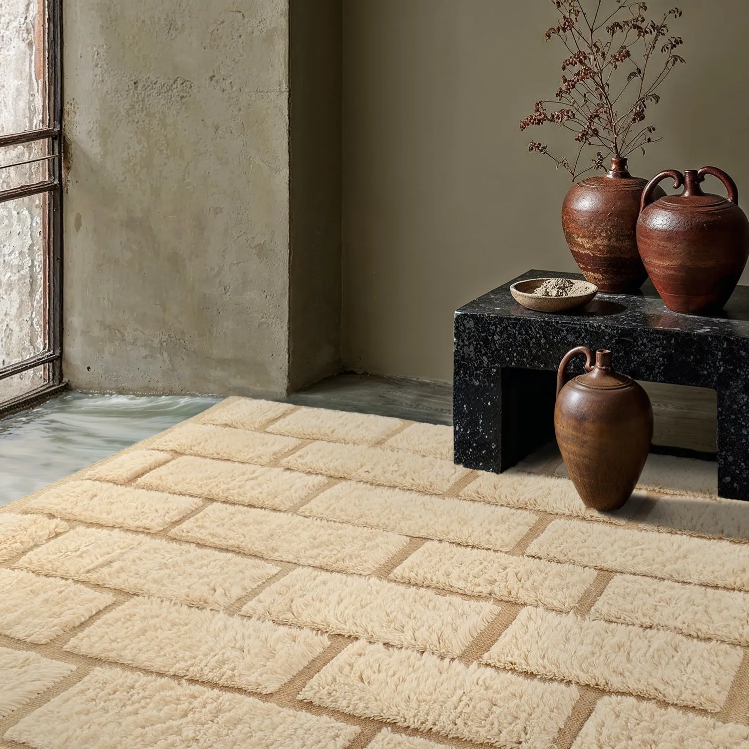 Ryetepper - Leknes Hand Woven Wool Shaggy (krem)