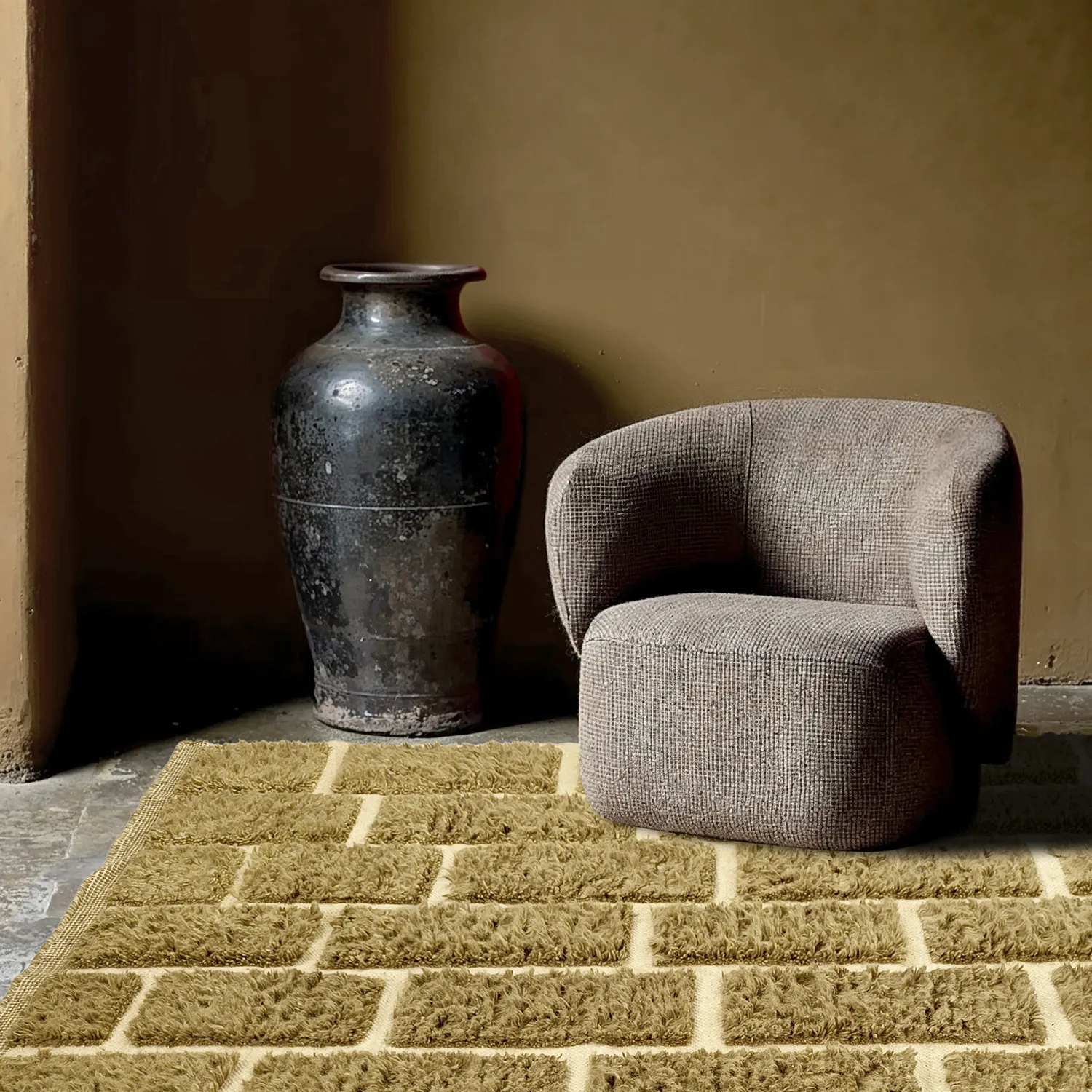 Ryetepper - Leknes Hand Woven Wool Shaggy (grønn)