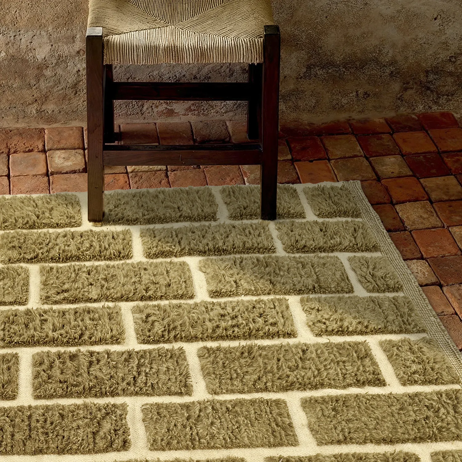 Ryetepper - Leknes Hand Woven Wool Shaggy (grønn)