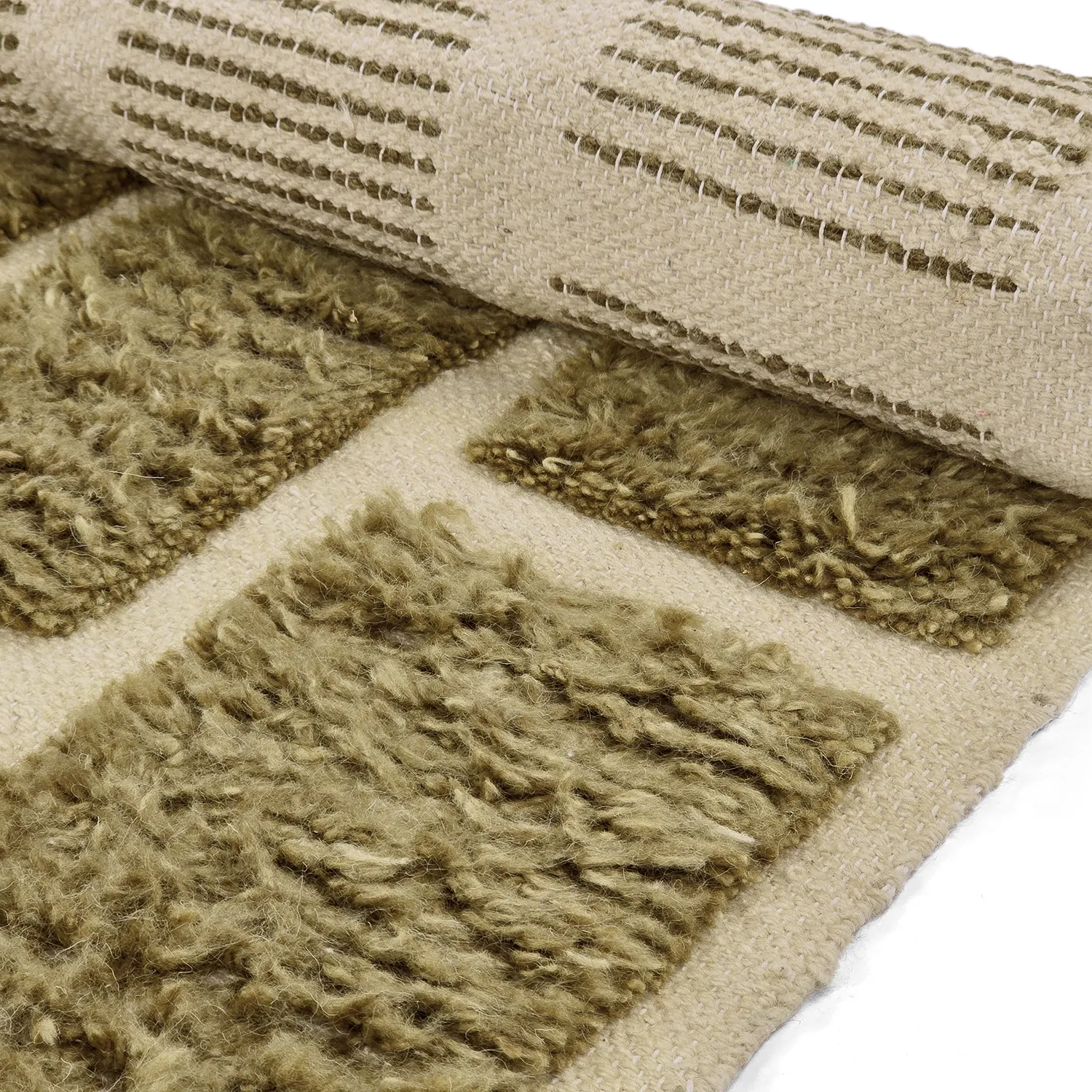 Ryetepper - Leknes Hand Woven Wool Shaggy (grønn)