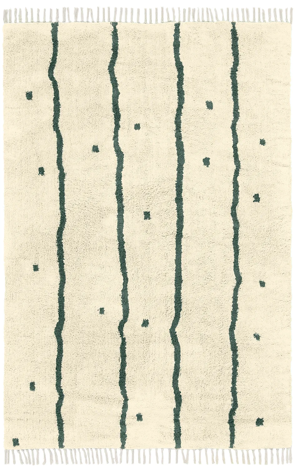 Ryetepper - Leora Natural Cotton Shaggy (beige/grønn)