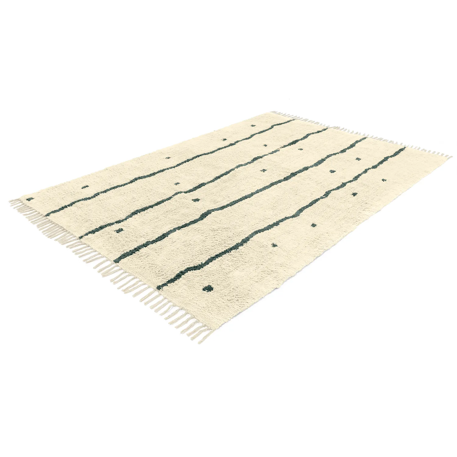 Ryetepper - Leora Natural Cotton Shaggy (beige/grønn)
