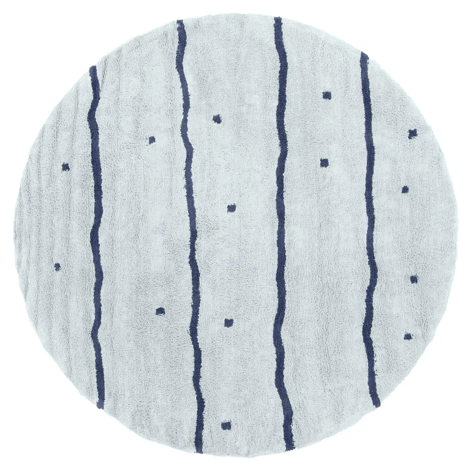 Rundt teppe - Leora Natural Cotton Shaggy (grå/blå)