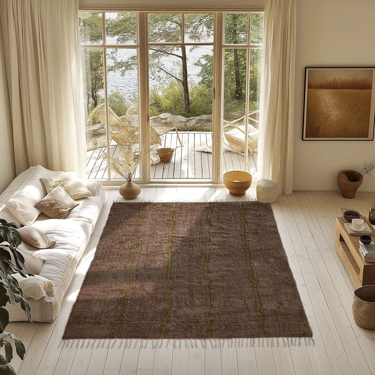 Ryetepper - Leora Natural Cotton Shaggy (brun/oliven)