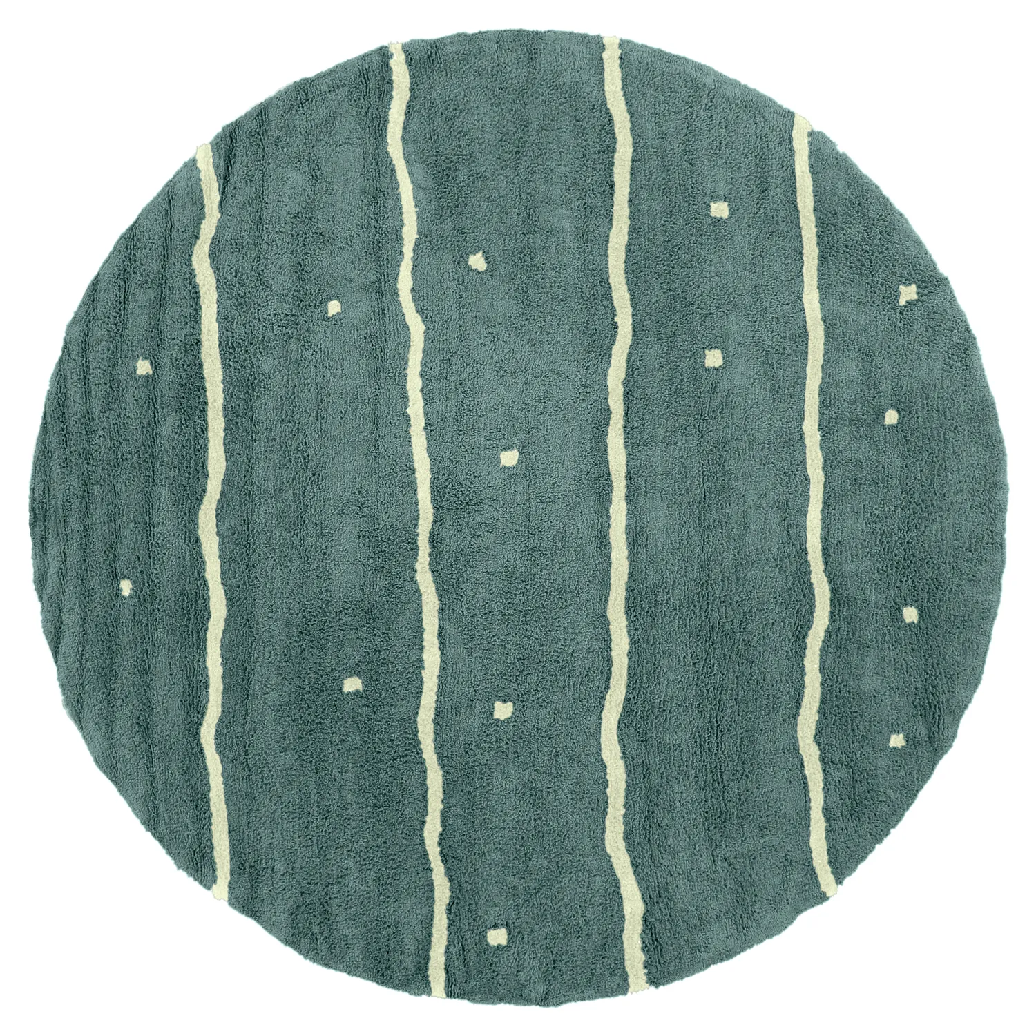 Rundt teppe - Leora Natural Cotton Shaggy (grønn)