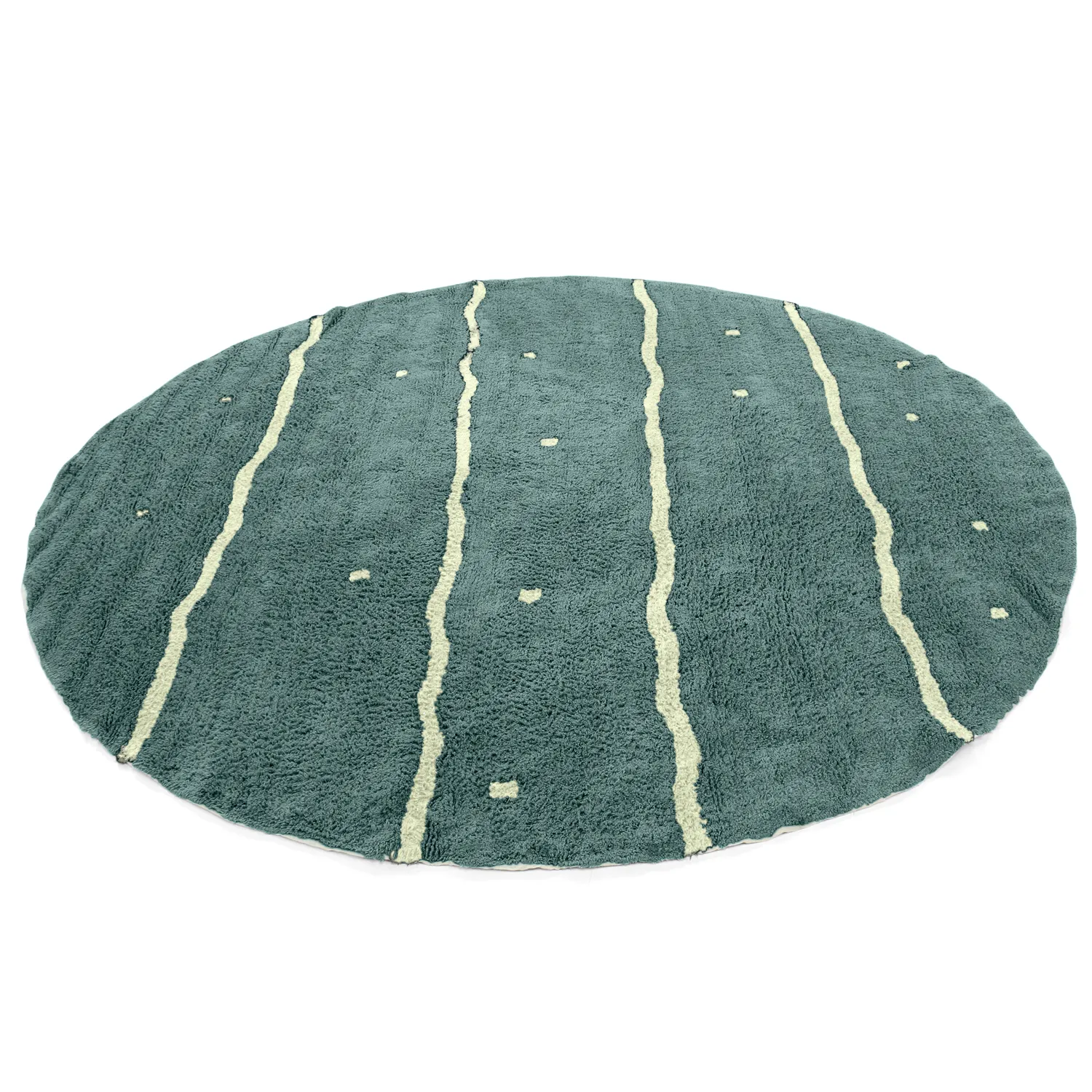 Rundt teppe - Leora Natural Cotton Shaggy (grønn)