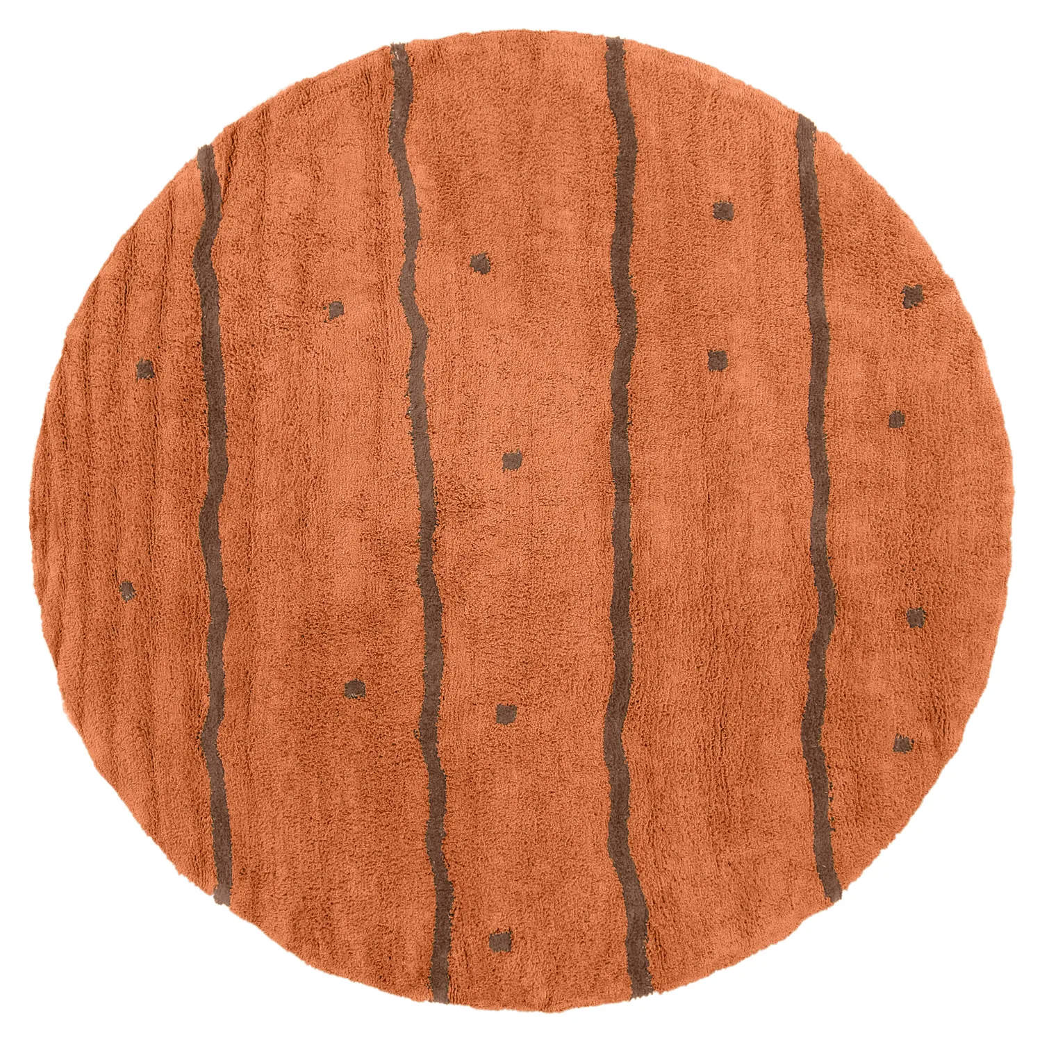 Rundt teppe - Leora Natural Cotton Shaggy (oransje/brun)