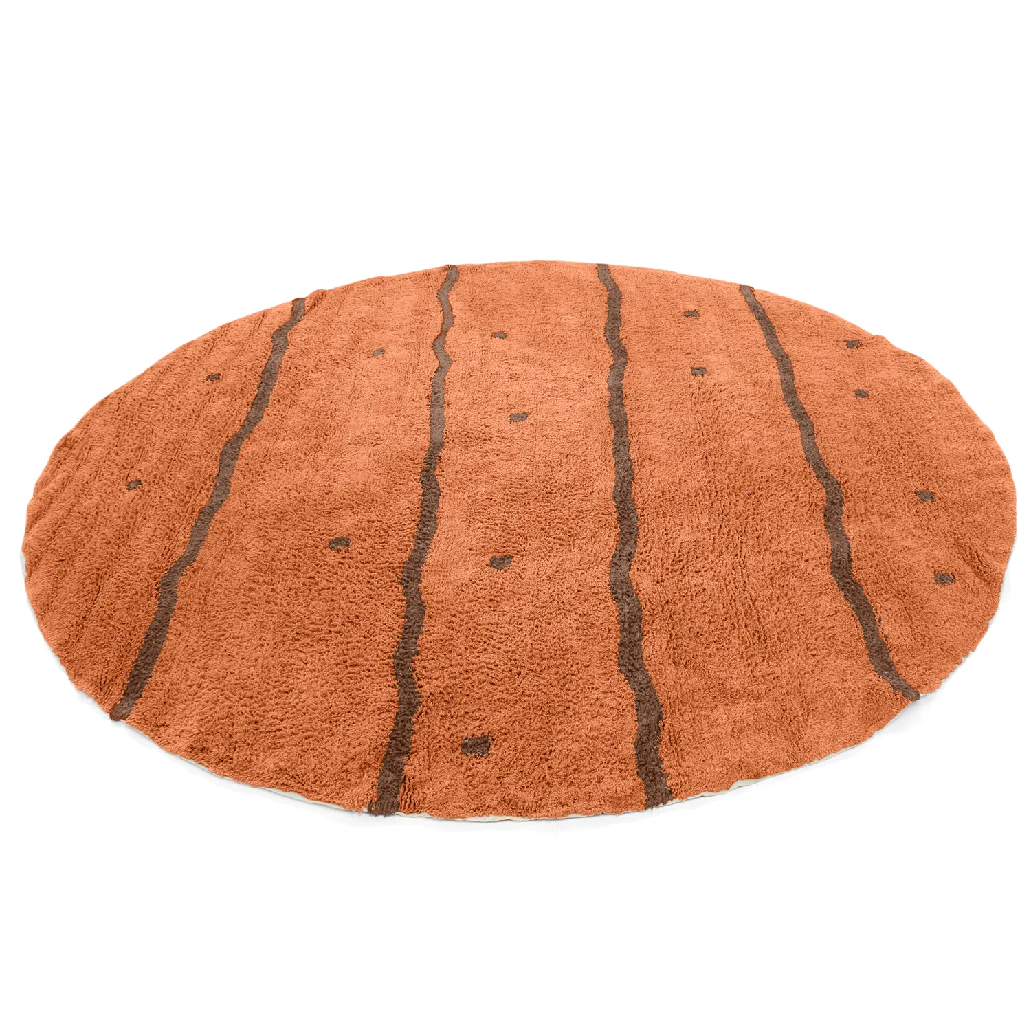 Rundt teppe - Leora Natural Cotton Shaggy (oransje/brun)