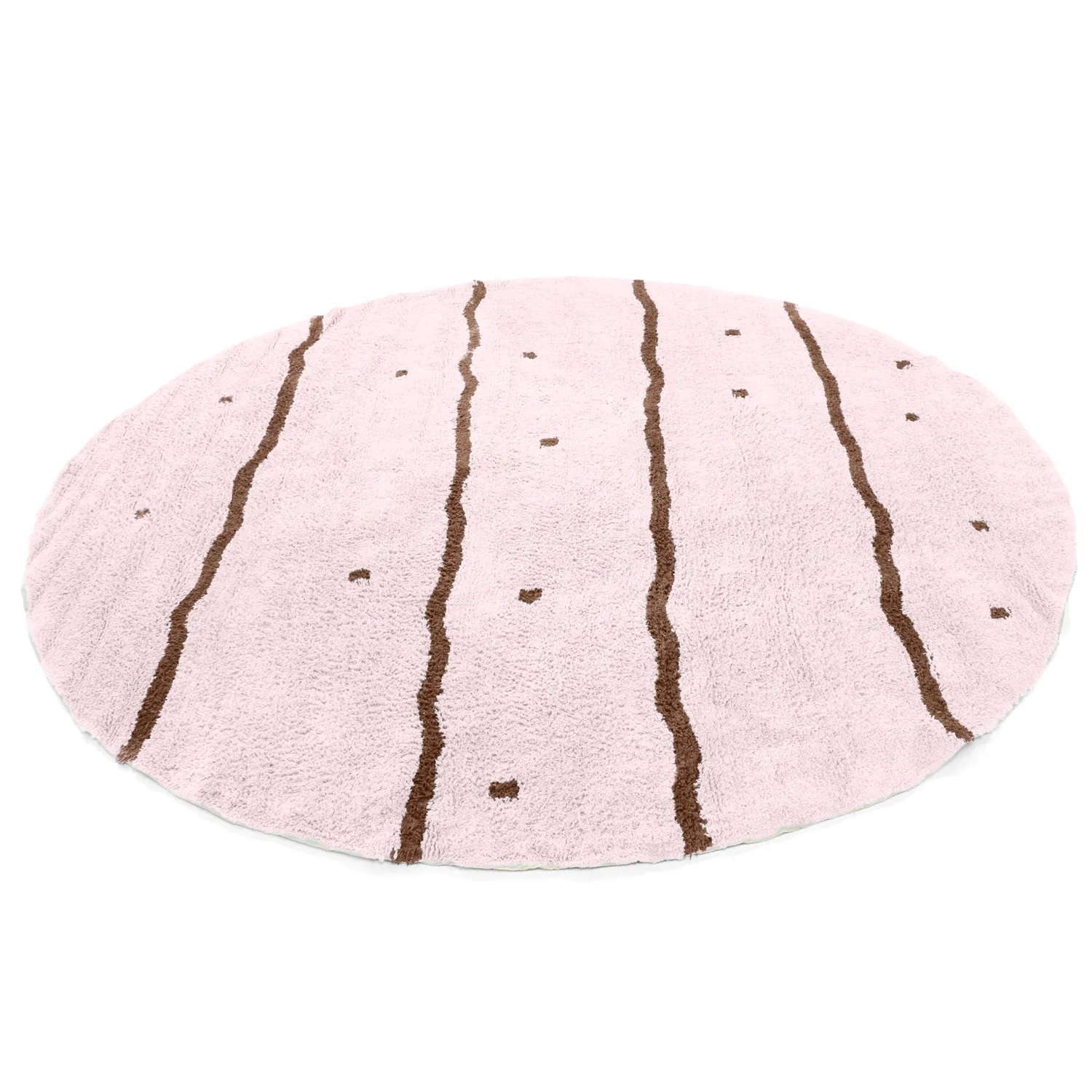 Rundt teppe - Leora Natural Cotton Shaggy (rosa/brun)