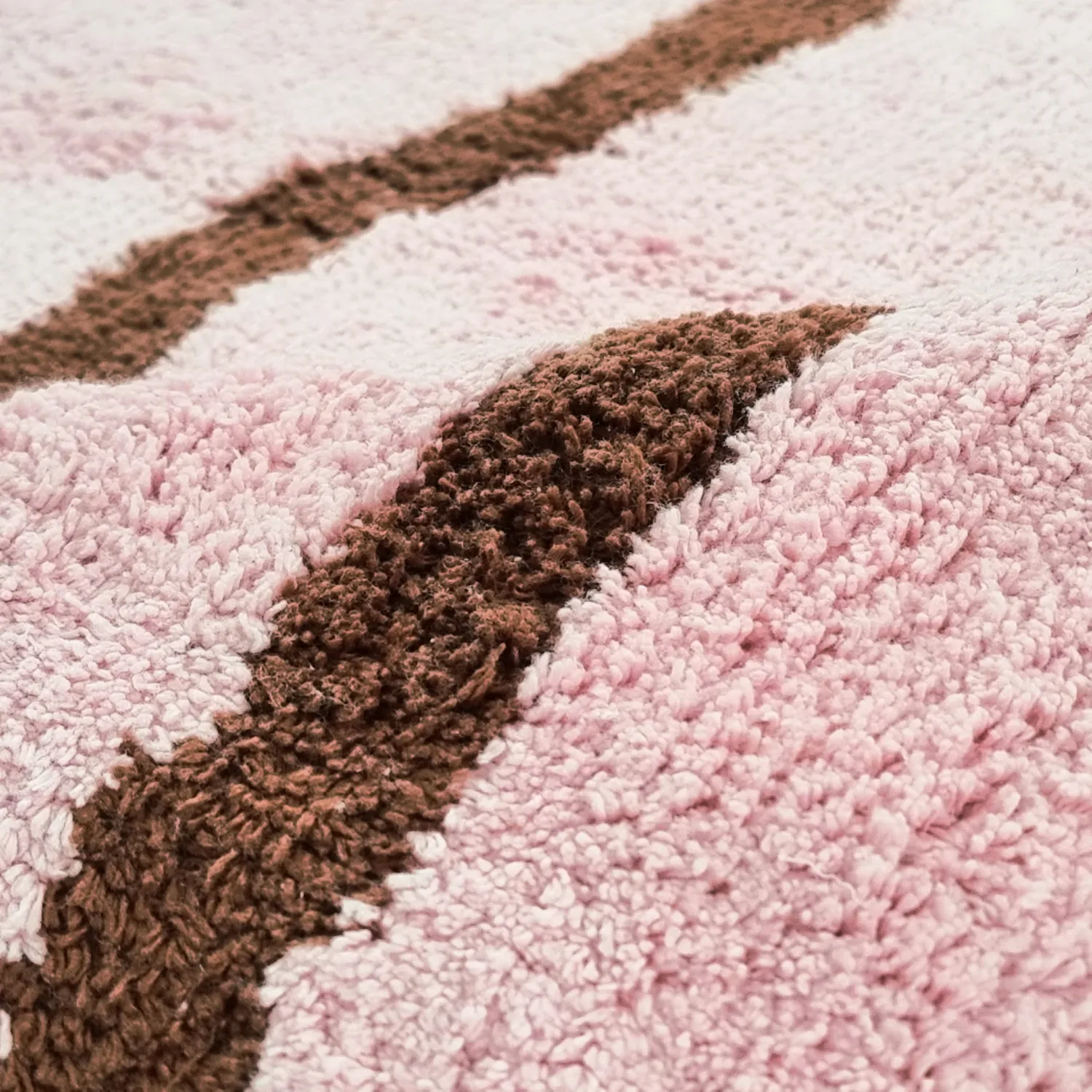 Rundt teppe - Leora Natural Cotton Shaggy (rosa/brun)