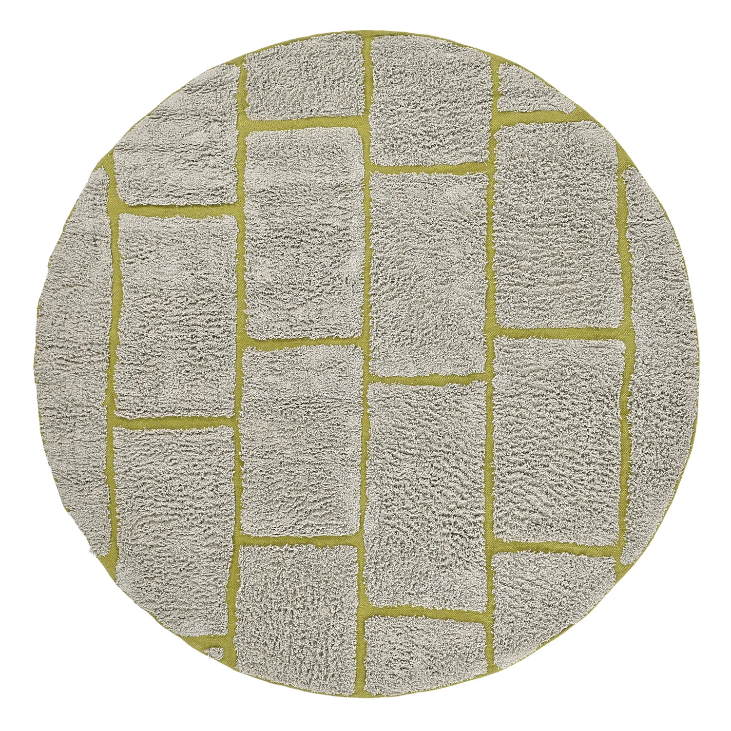 Runde tepper - Lindley Natural Cotton Shaggy (greige/grønn)