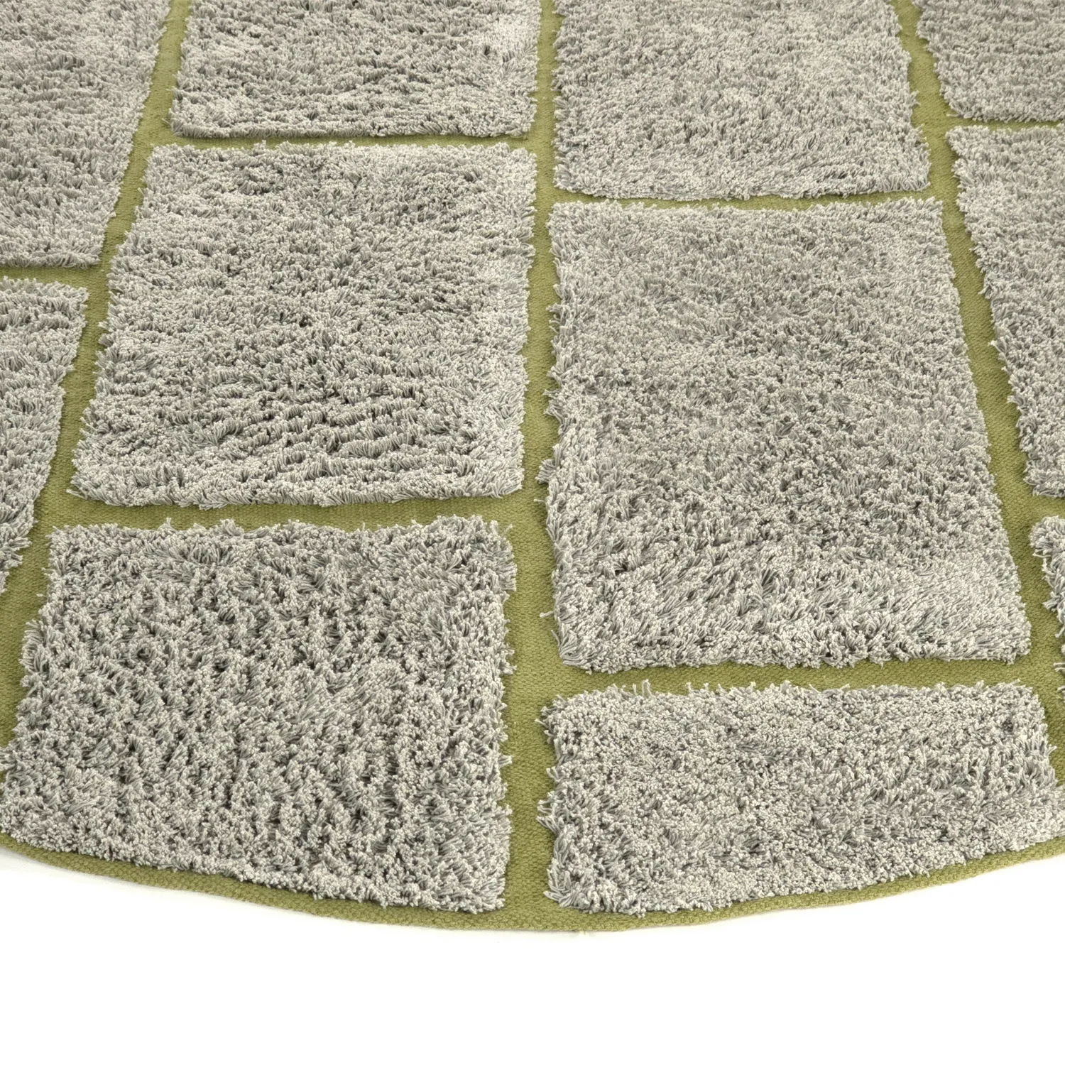 Runde tepper - Lindley Natural Cotton Shaggy (greige/grønn)