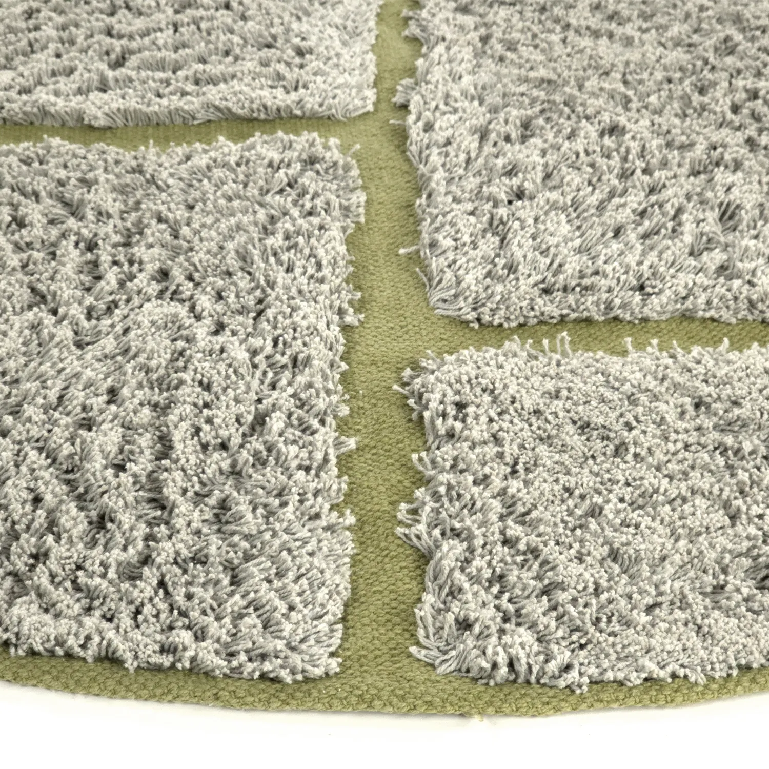 Runde tepper - Lindley Natural Cotton Shaggy (greige/grønn)