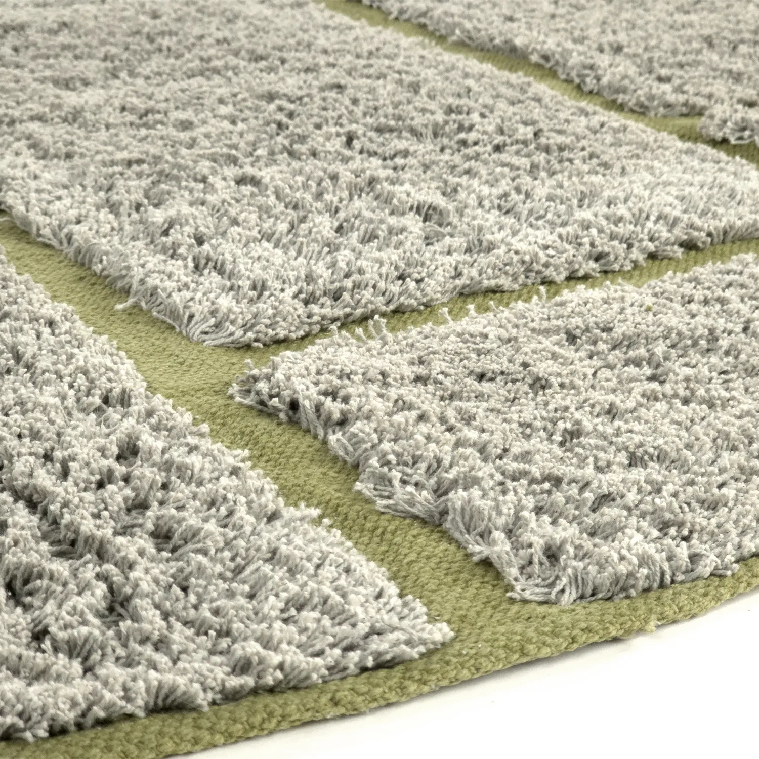 Runde tepper - Lindley Natural Cotton Shaggy (greige/grønn)