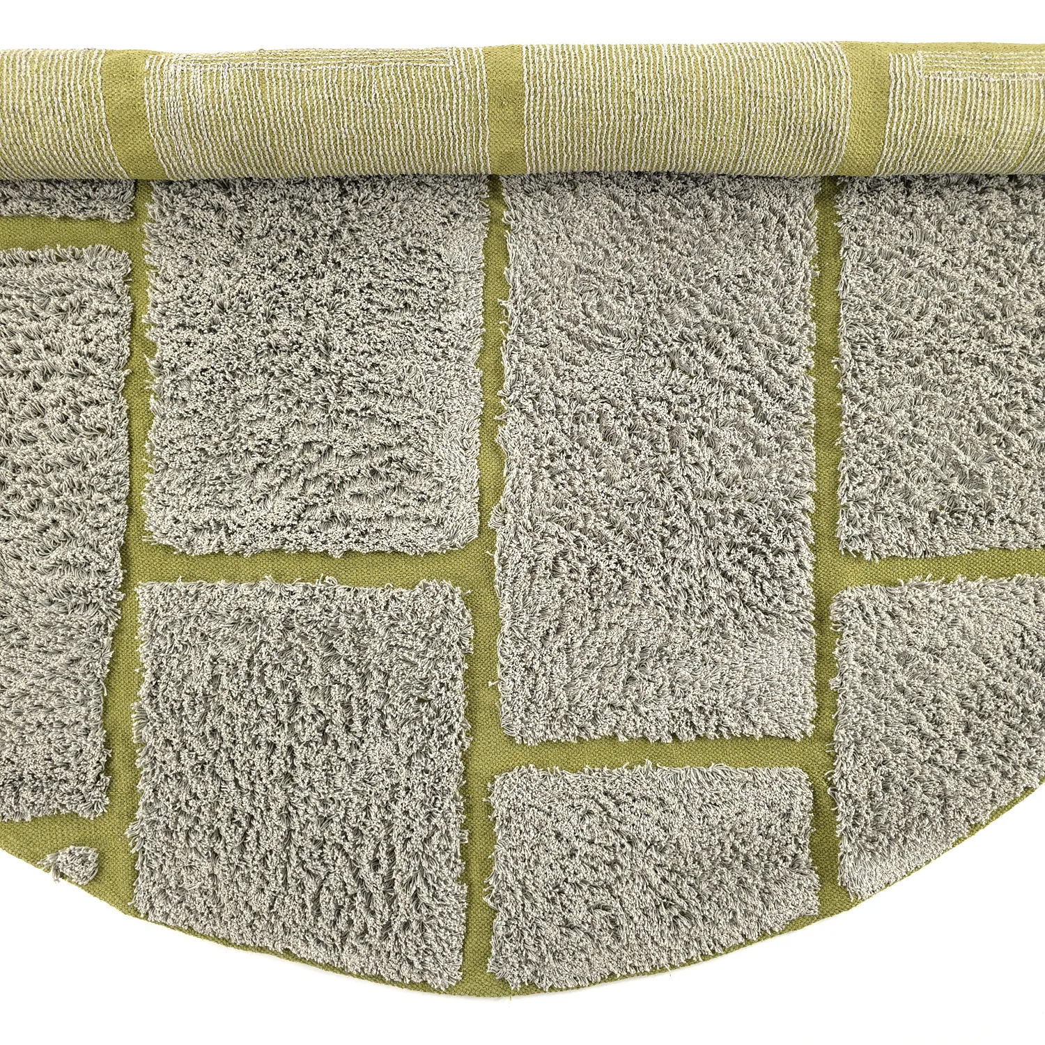 Runde tepper - Lindley Natural Cotton Shaggy (greige/grønn)