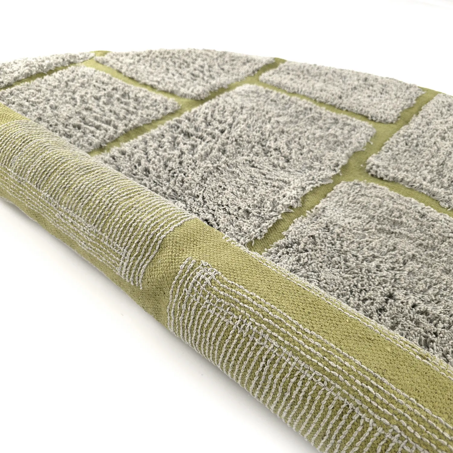 Runde tepper - Lindley Natural Cotton Shaggy (greige/grønn)