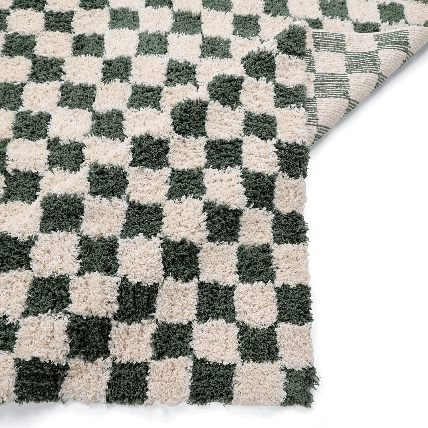 Ryetepper - Methoni Check Cotton Shaggy (krem/grønn)