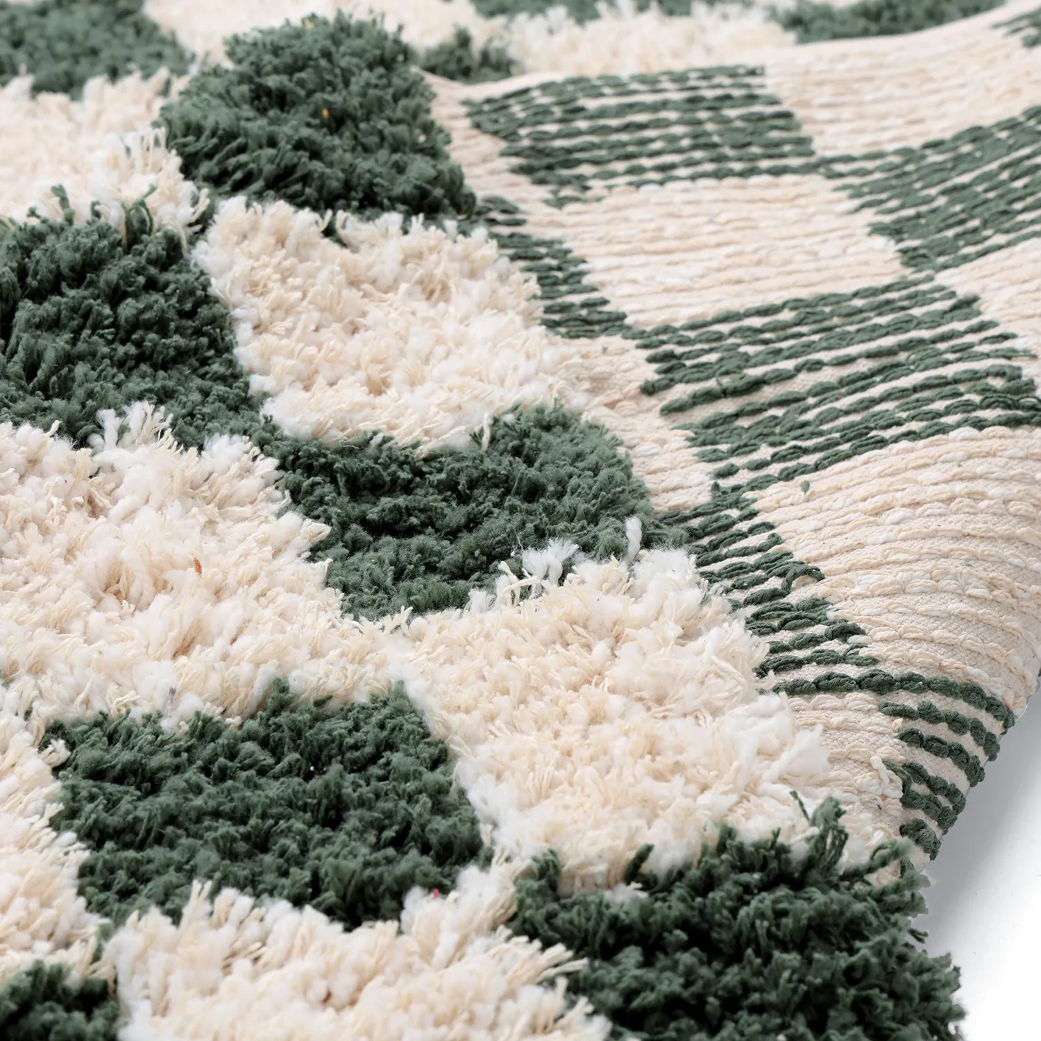 Ryetepper - Methoni Check Cotton Shaggy (krem/grønn)