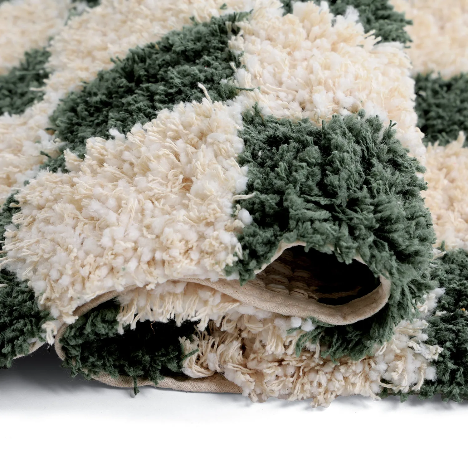 Ryetepper - Methoni Check Cotton Shaggy (krem/grønn)