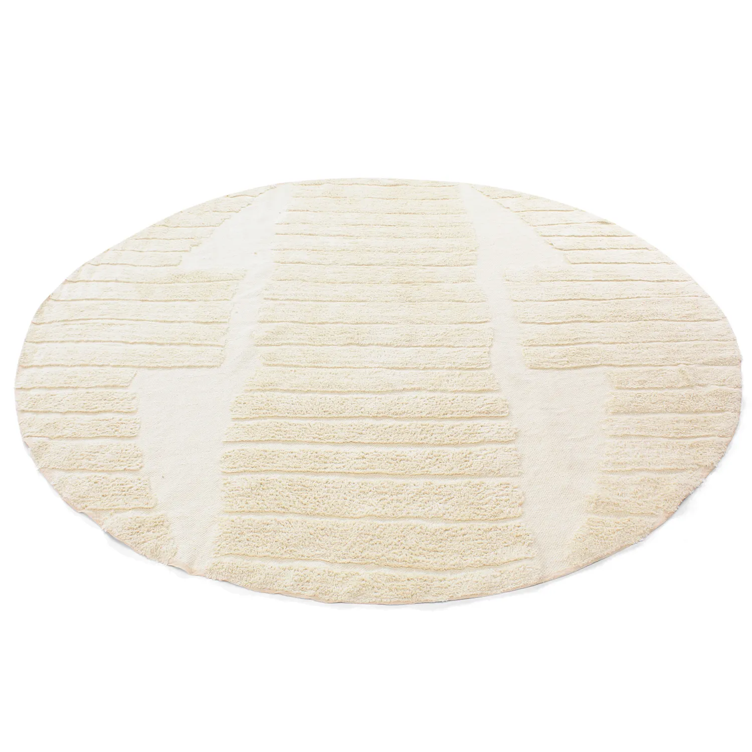 Rundt teppe - Rani Natural Cotton Shaggy (beige)