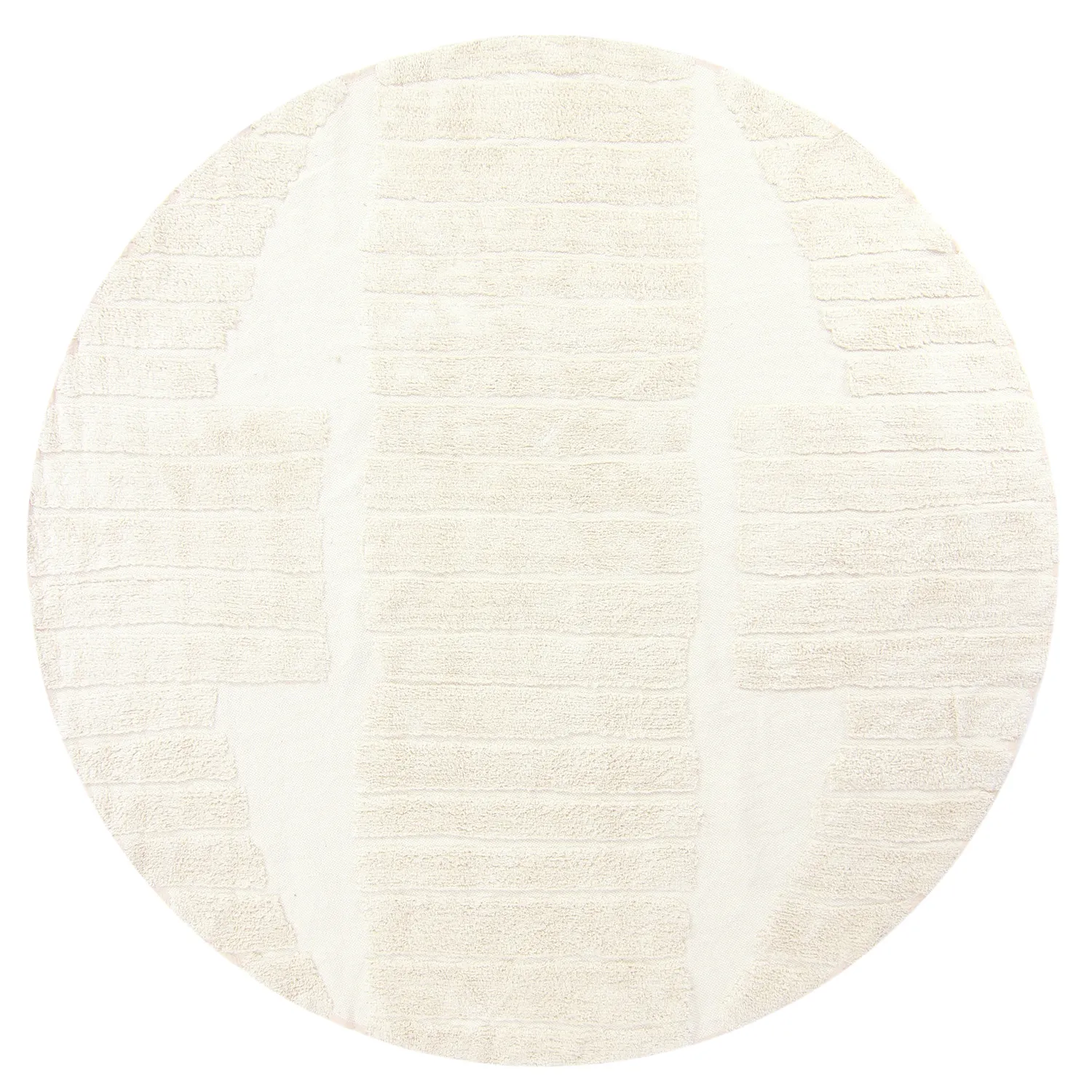 Rundt teppe - Rani Natural Cotton Shaggy (off-white)