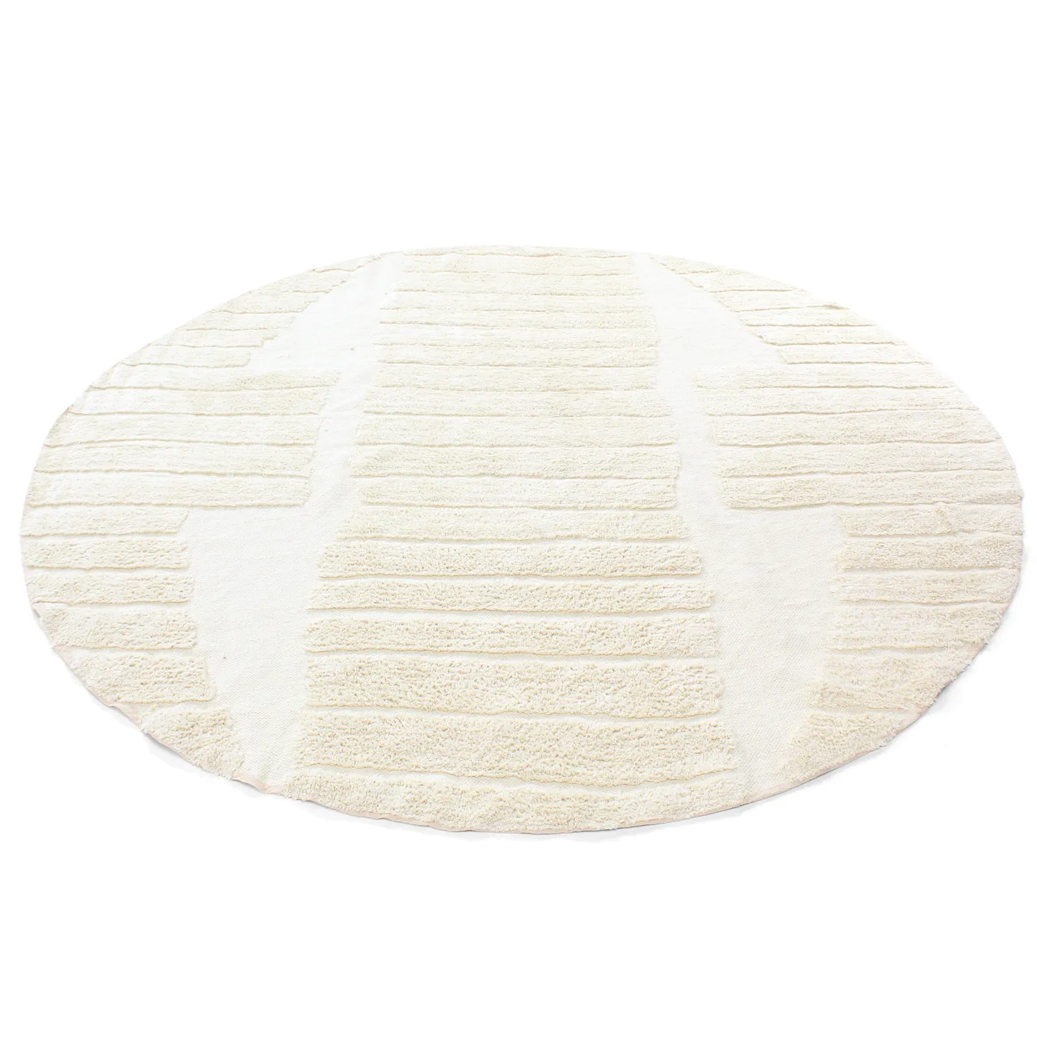 Rundt teppe - Rani Natural Cotton Shaggy (off-white)