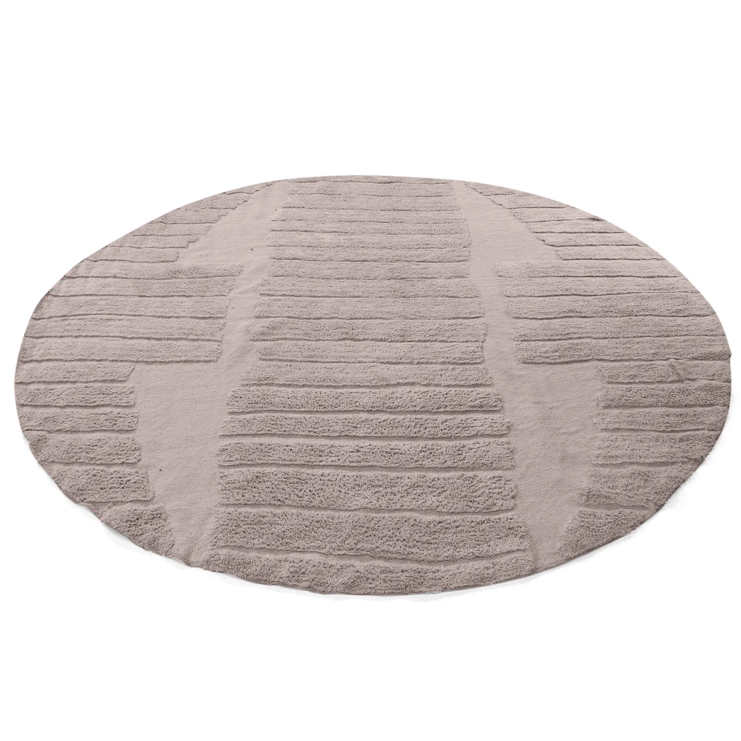 Rundt teppe - Rani Natural Cotton Shaggy (taupe)