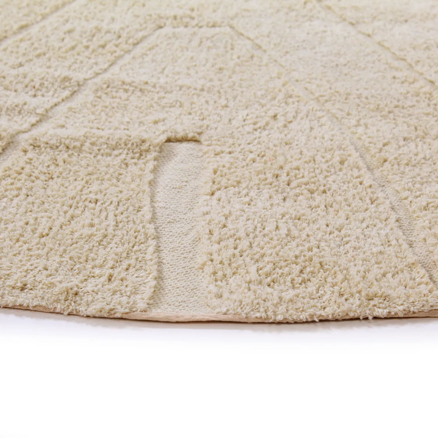Rundt teppe - Sivia Natural Cotton Shaggy (beige)